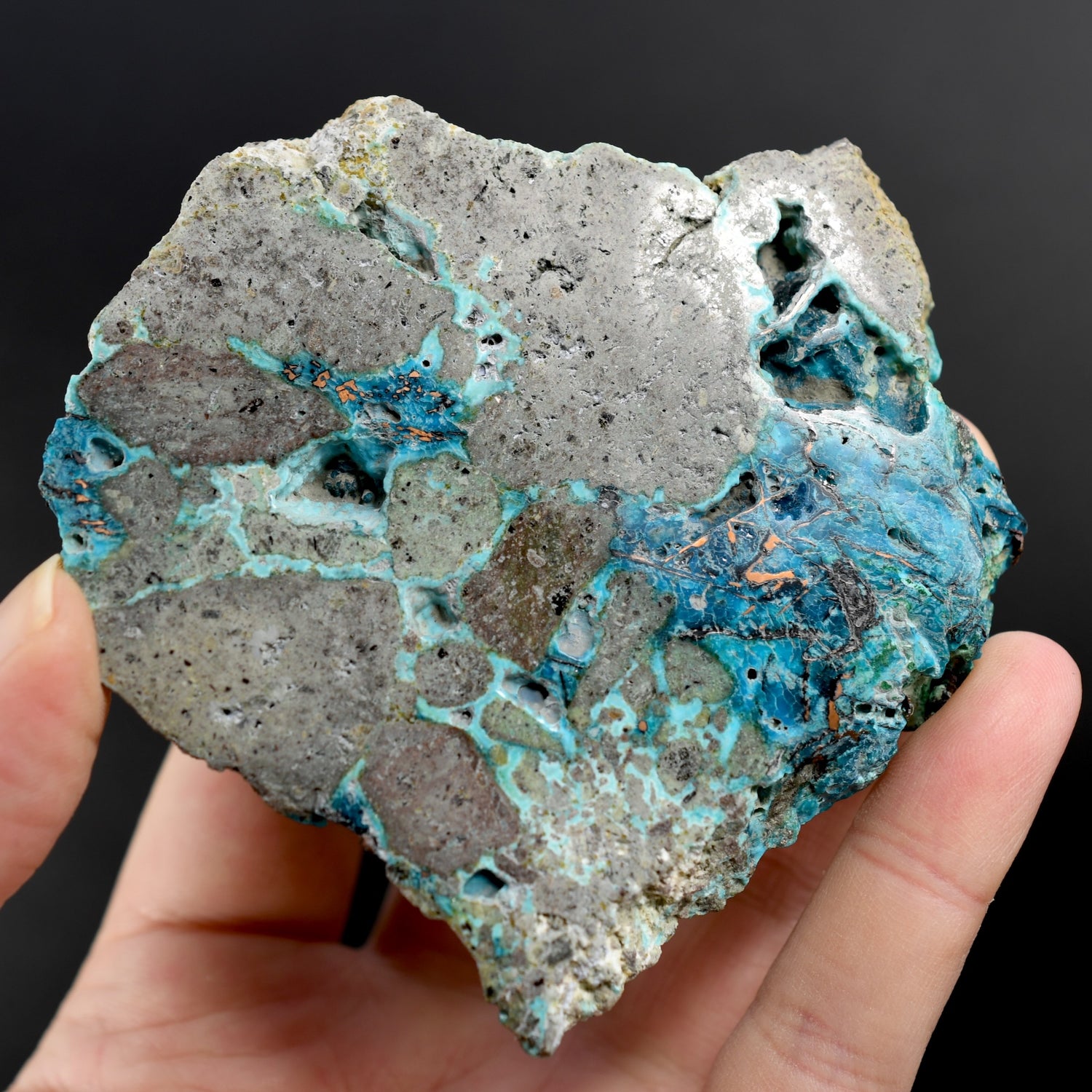 Chrysocolla Shattuckite Copper Crystal Slab