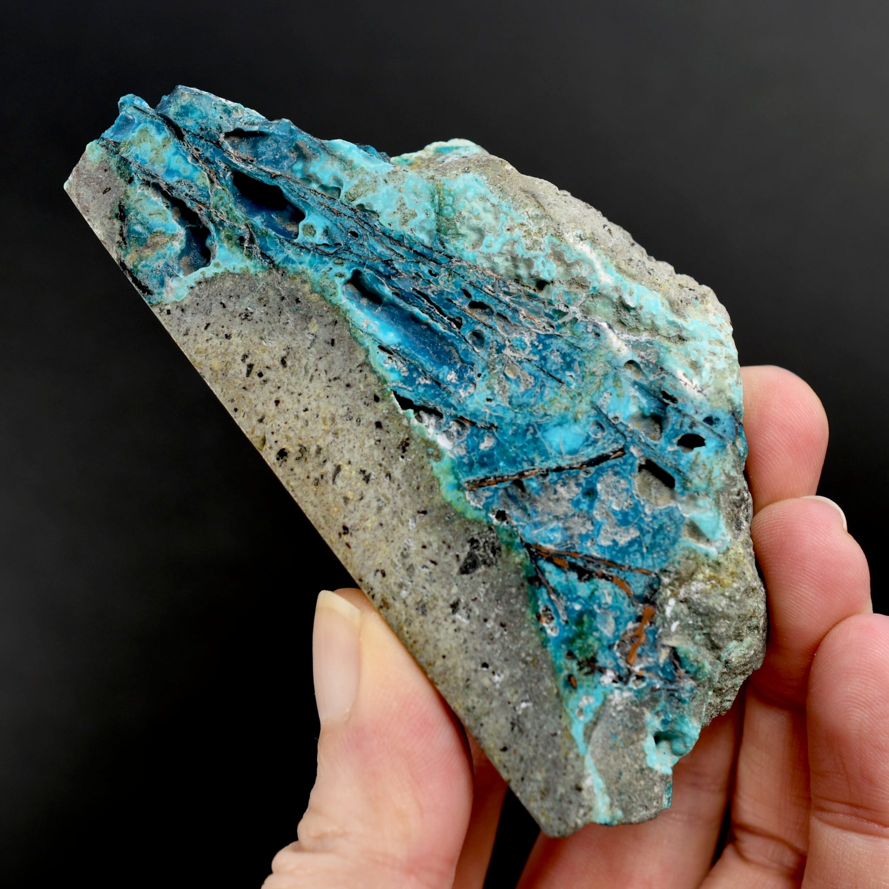 Chrysocolla Shattuckite Copper Crystal Slab