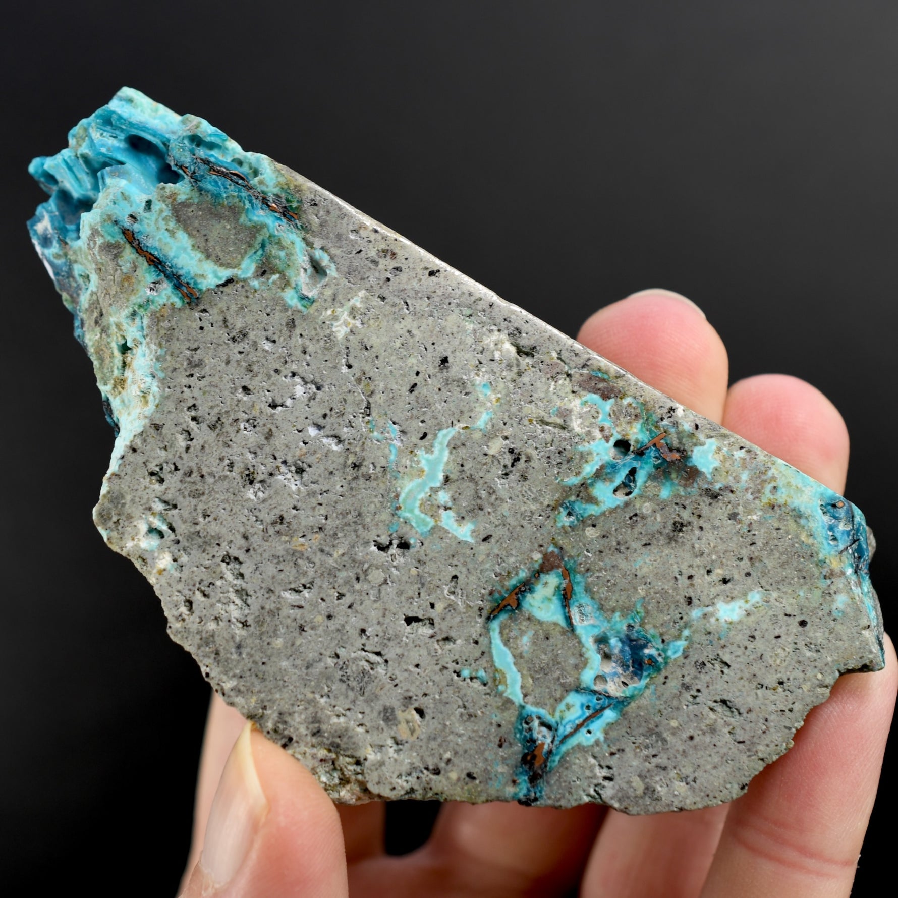 Chrysocolla Shattuckite Copper Crystal Slab