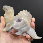 6in Amethyst Geode Agate Carved Crystal Dinosaur