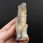 6in Amethyst Geode Agate Carved Crystal Dinosaur