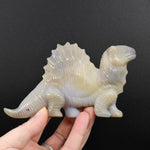 6in Amethyst Geode Agate Carved Crystal Dinosaur