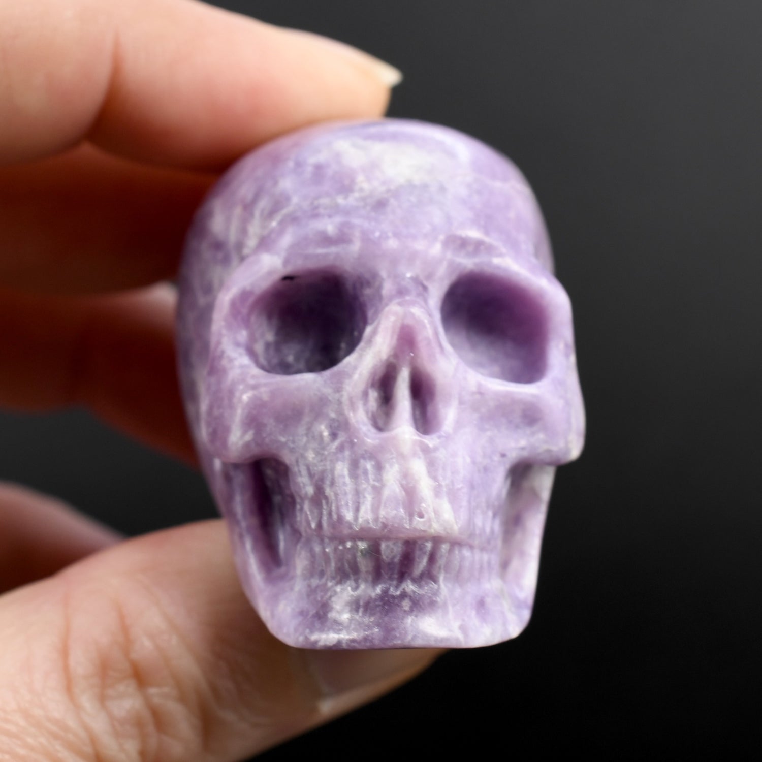 Lepidolite Carved Crystal Skull