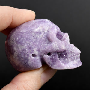 Lepidolite Carved Crystal Skull