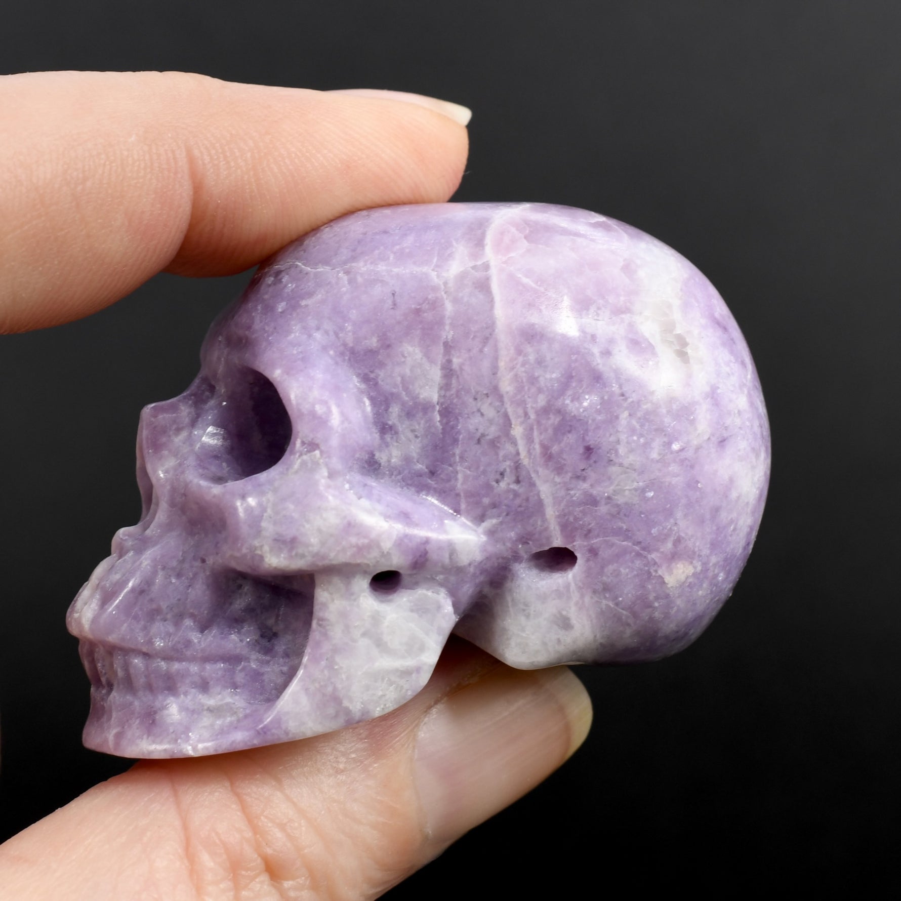Lepidolite Carved Crystal Skull