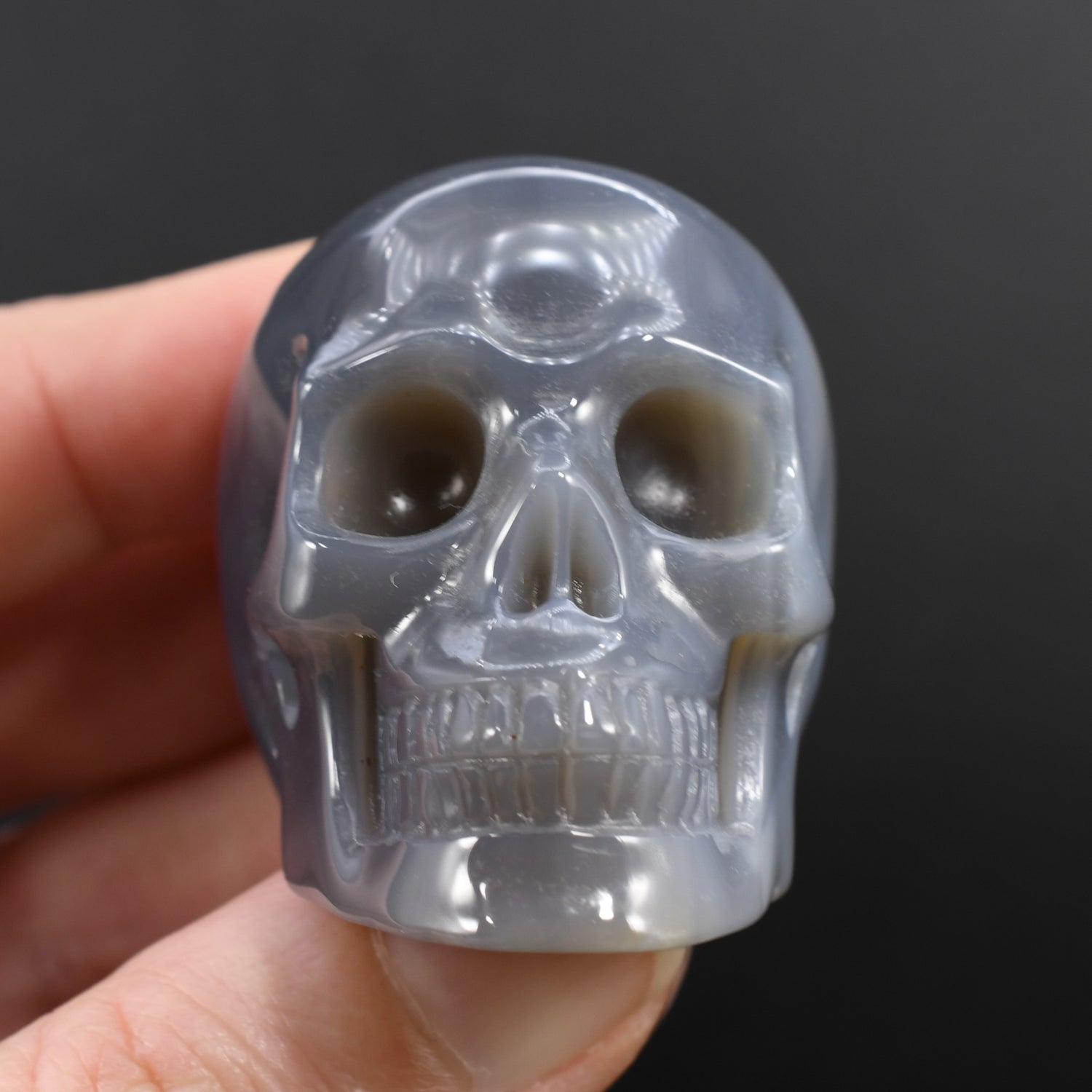 Grey Agate Carved Crystal Skull