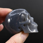 Grey Agate Carved Crystal Skull