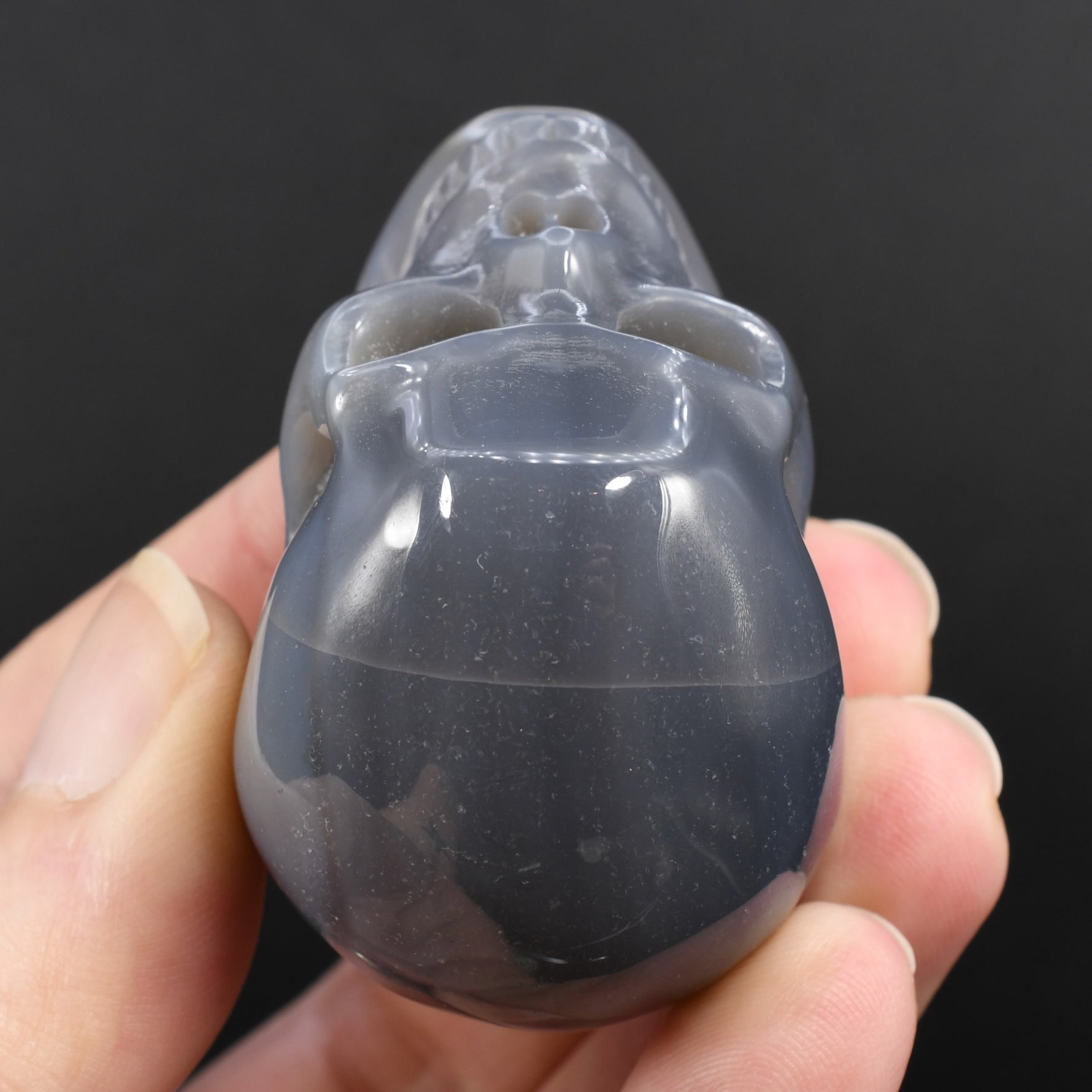Grey Agate Carved Crystal Skull