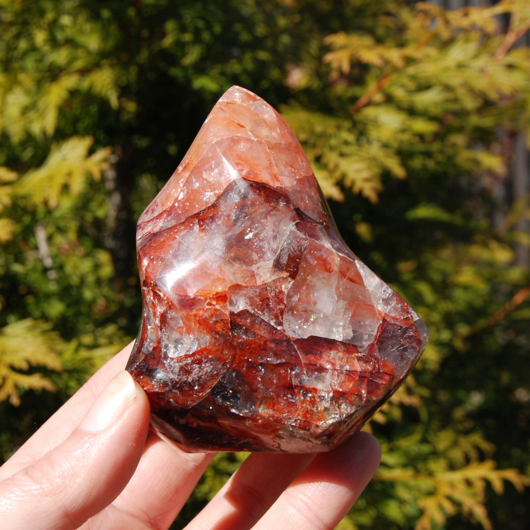 Fire Quartz Red Hematoid Crystal Flame Tower