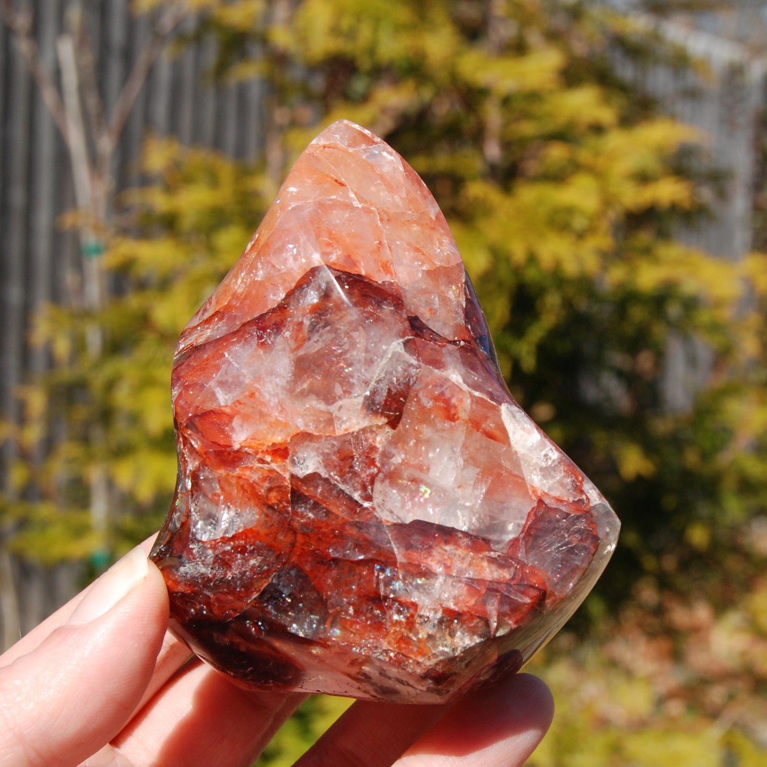 Fire Quartz Red Hematoid Crystal Flame Tower