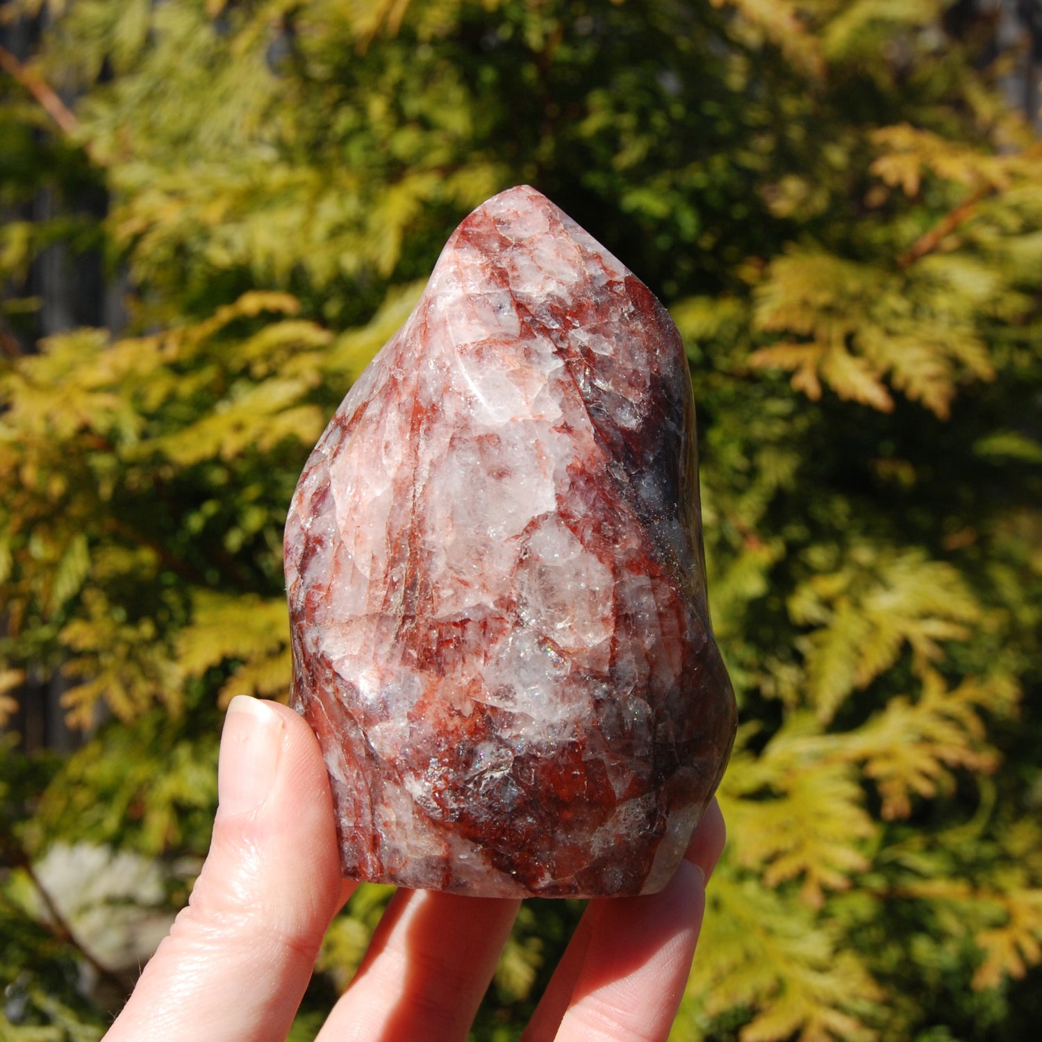 Fire Quartz Red Hematoid Crystal Flame Tower
