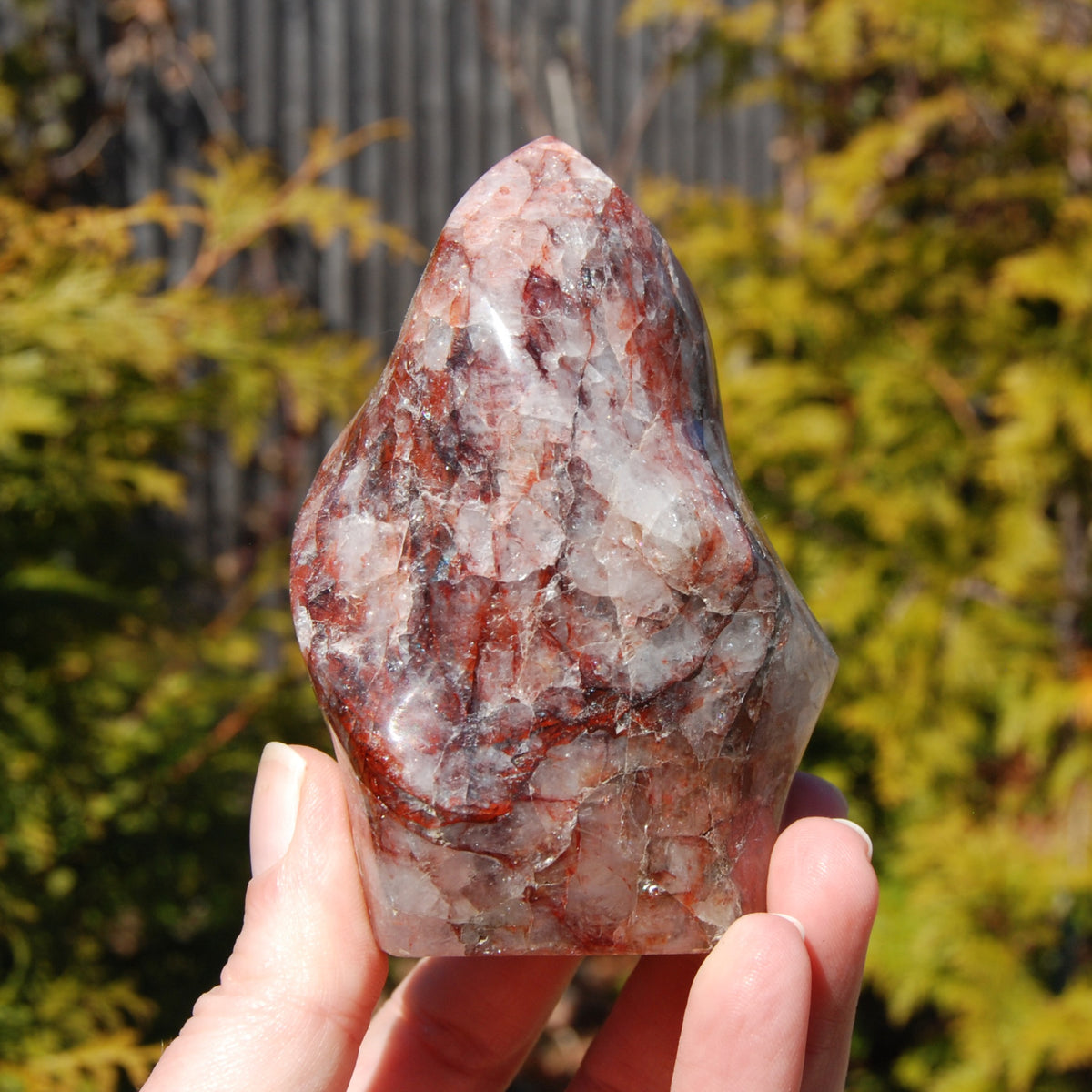 Fire Quartz Red Hematoid Crystal Flame Tower