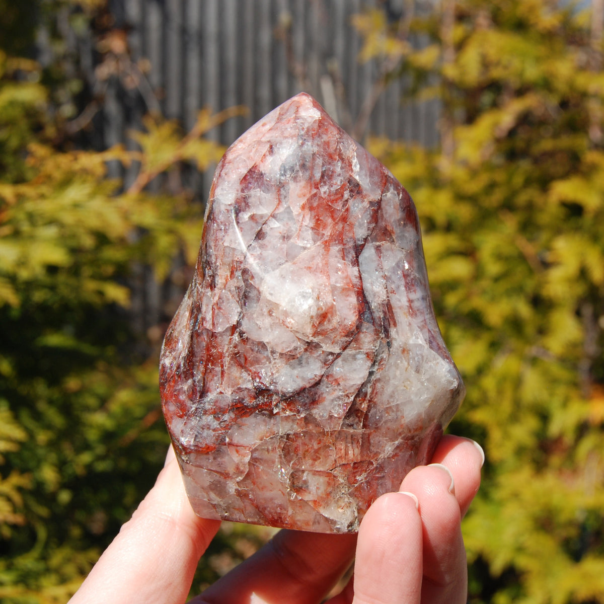 Fire Quartz Red Hematoid Crystal Flame Tower