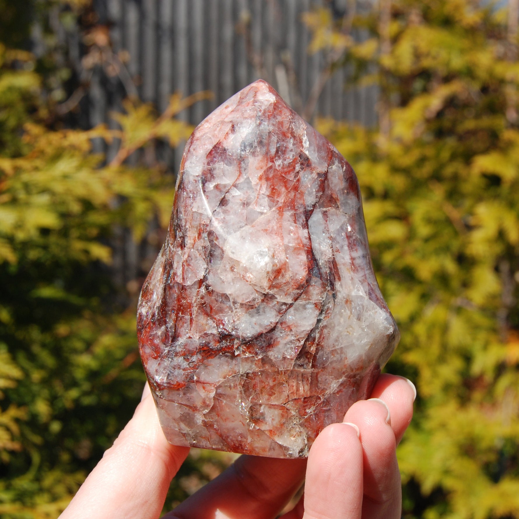 Fire Quartz Red Hematoid Crystal Flame Tower