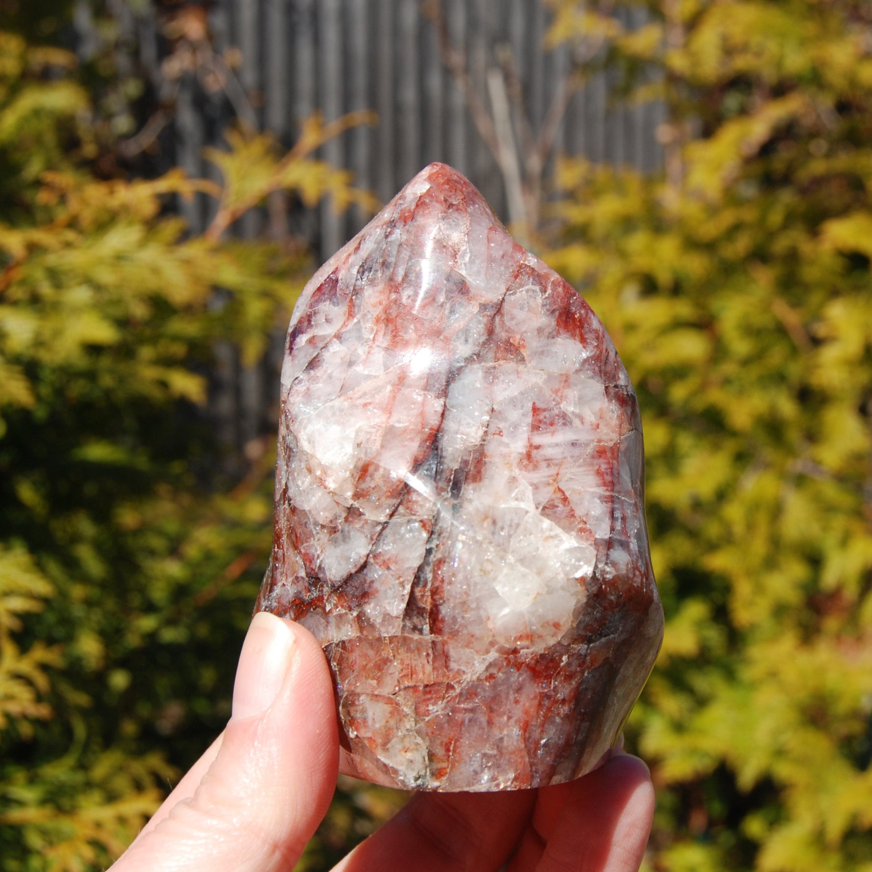 Fire Quartz Red Hematoid Crystal Flame Tower