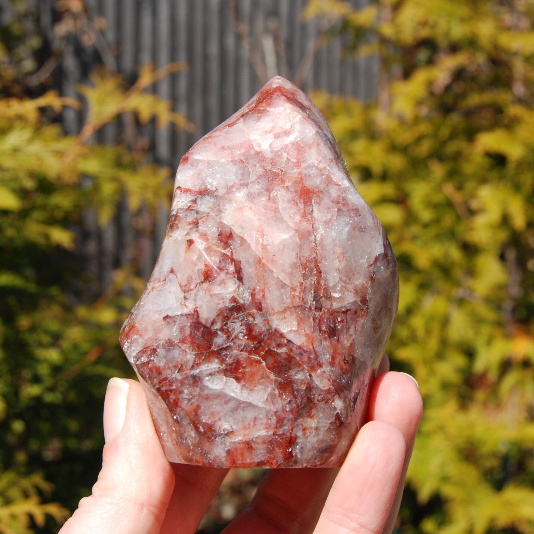 Fire Quartz Red Hematoid Crystal Flame Tower