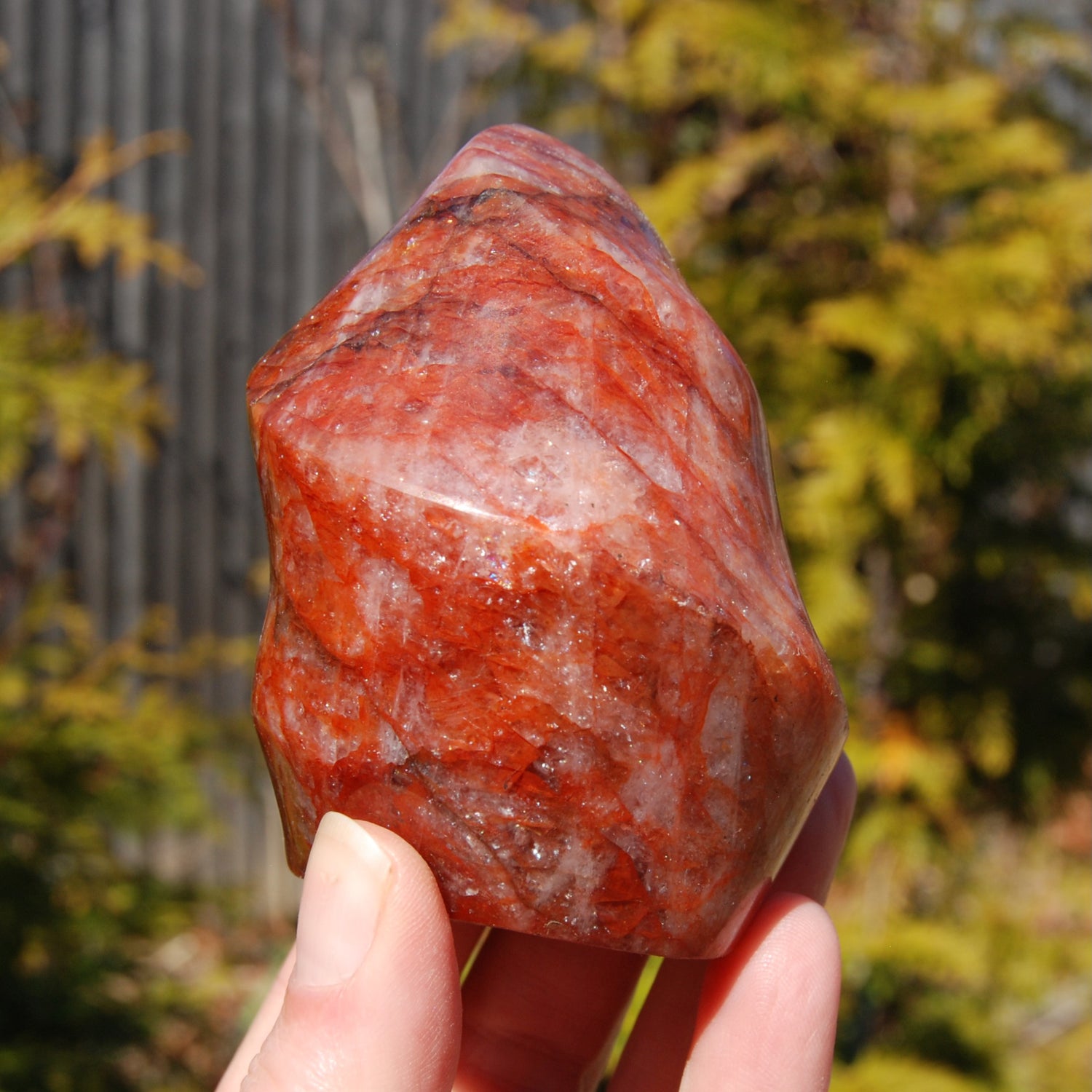 Fire Quartz Red Hematoid Crystal Flame Tower