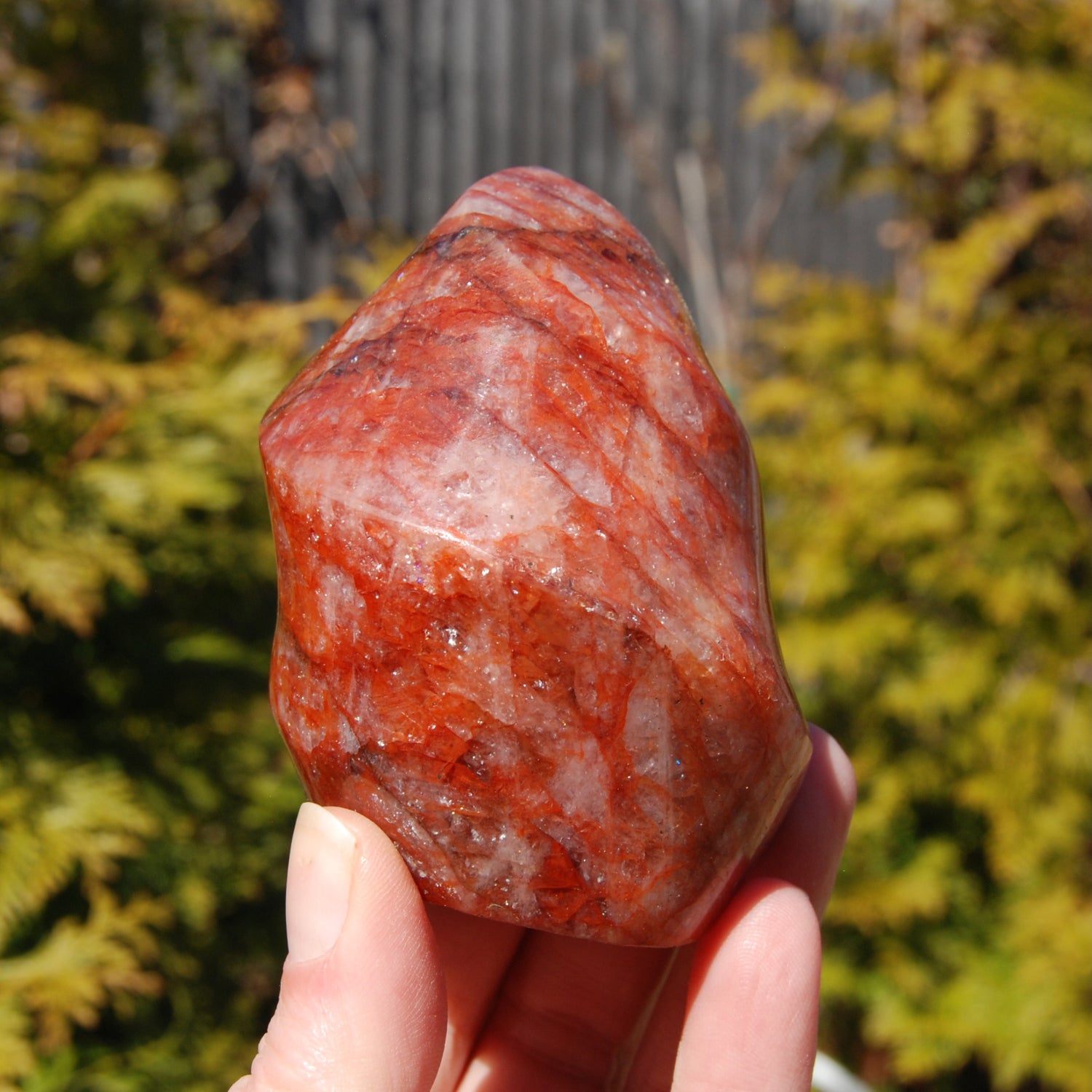 Fire Quartz Red Hematoid Crystal Flame Tower