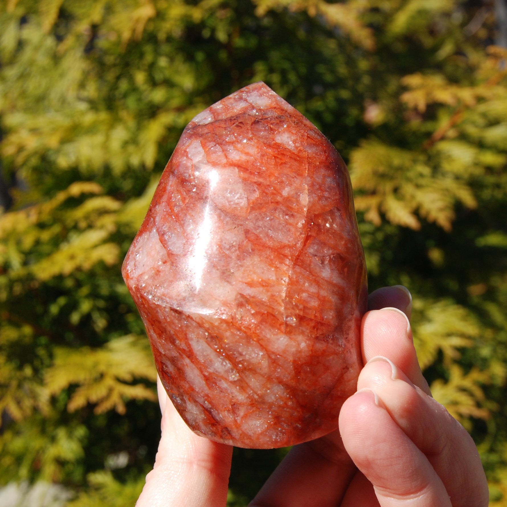 Fire Quartz Red Hematoid Crystal Flame Tower