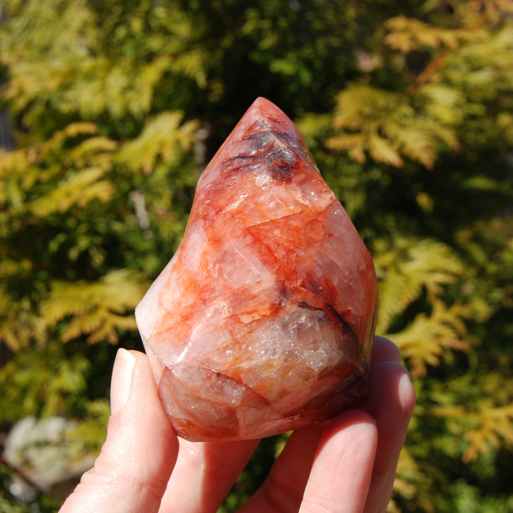 Fire Quartz Red Hematoid Crystal Flame Tower