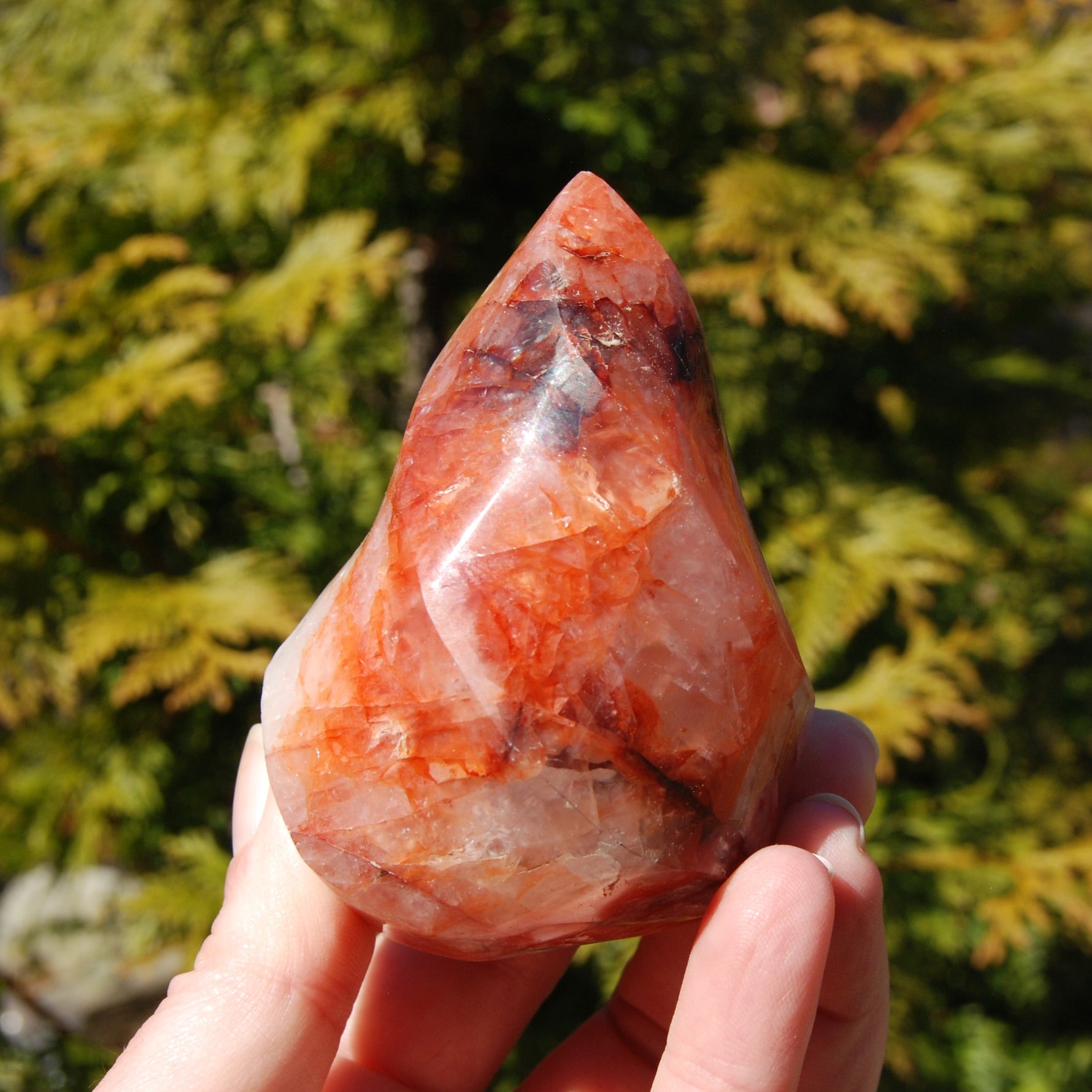 Fire Quartz Red Hematoid Crystal Flame Tower