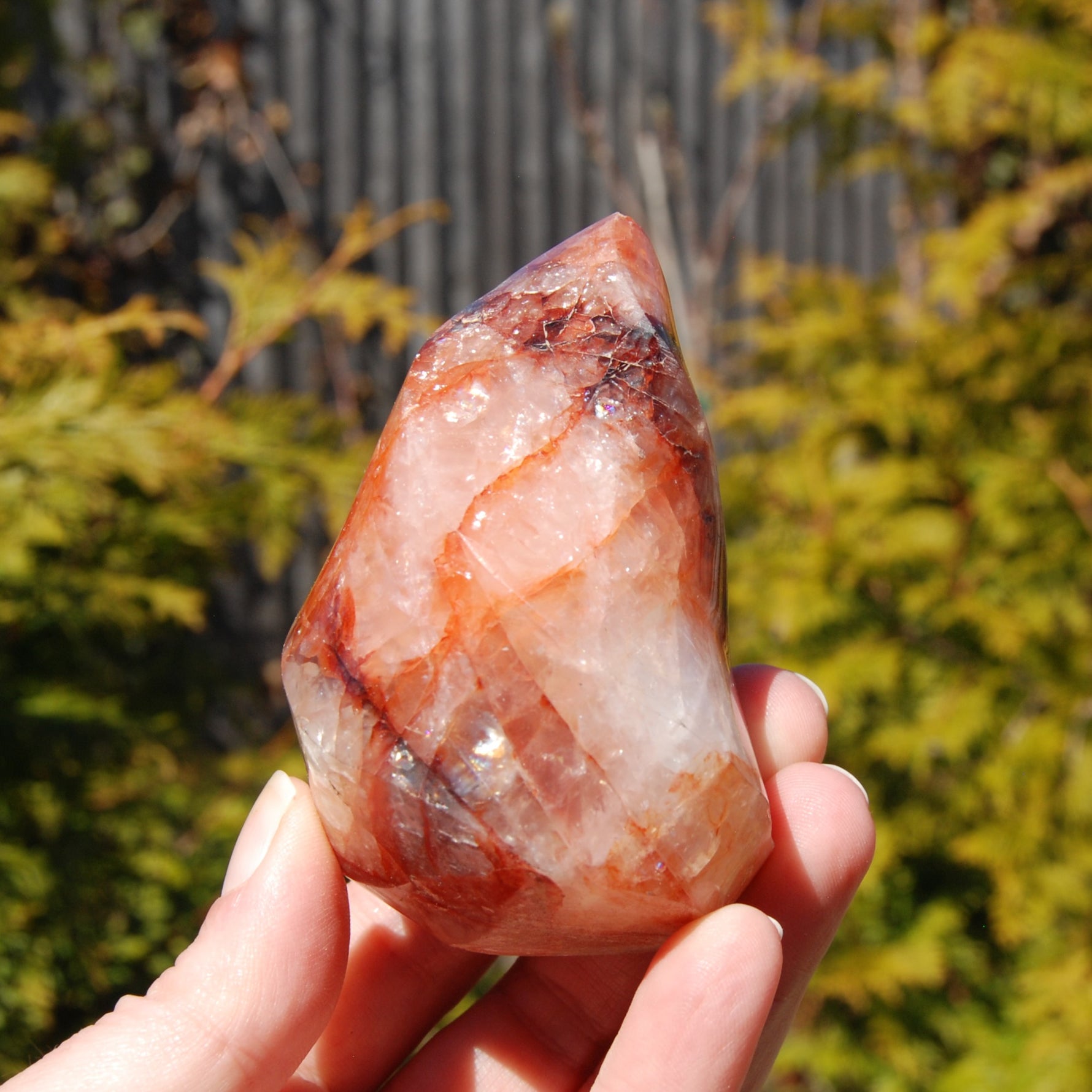 Fire Quartz Red Hematoid Crystal Flame Tower