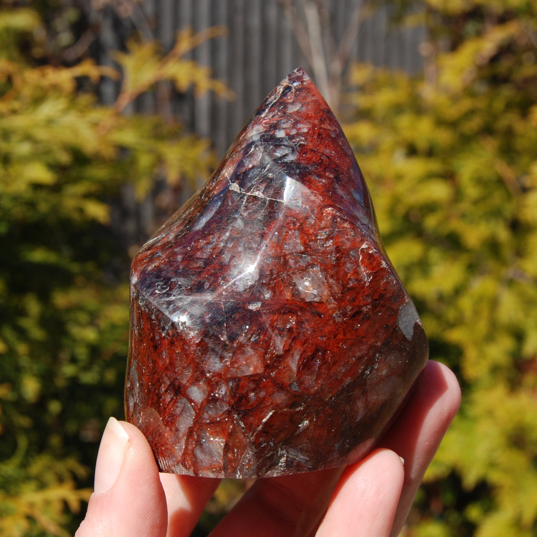Fire Quartz Red Hematoid Crystal Flame Tower