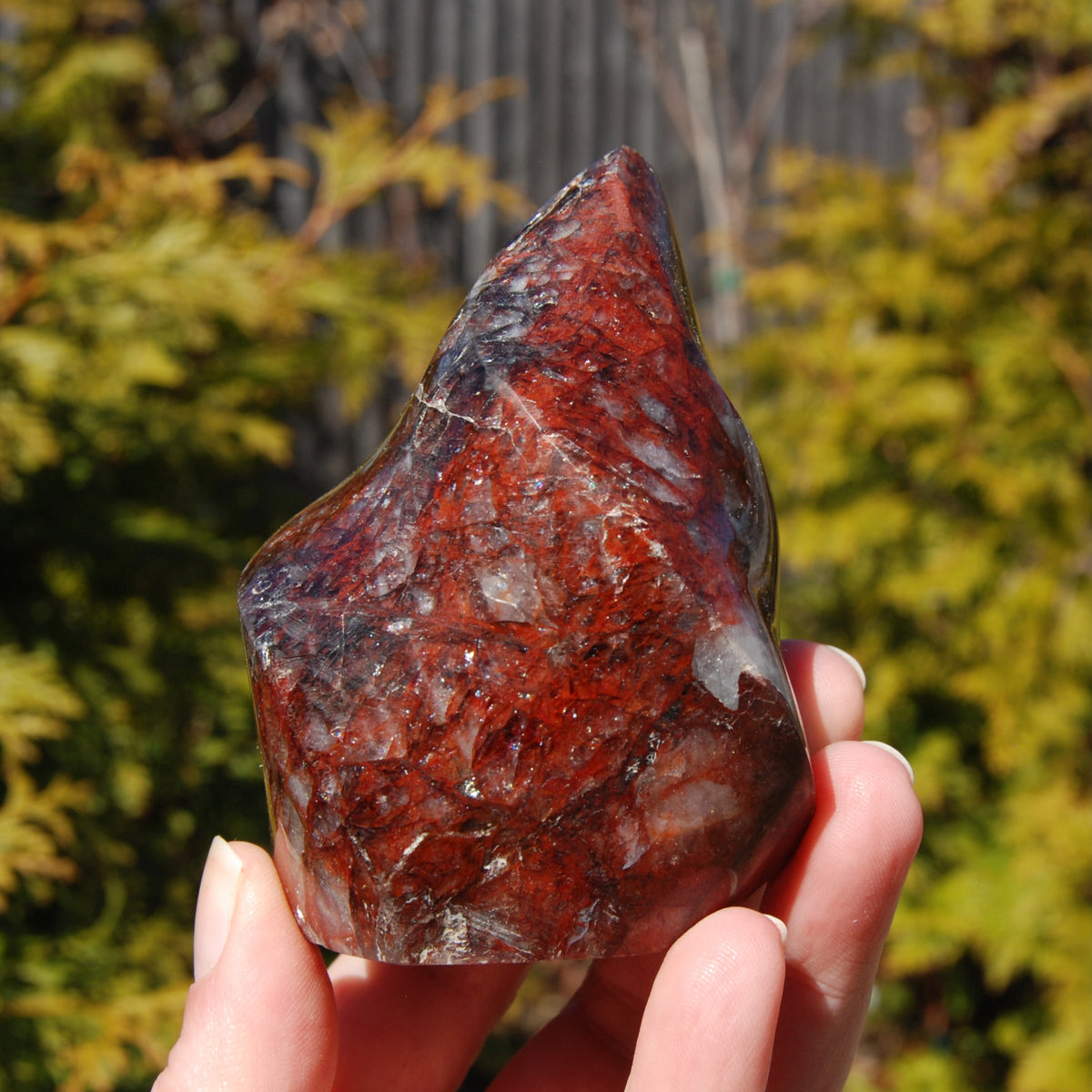 Fire Quartz Red Hematoid Crystal Flame Tower
