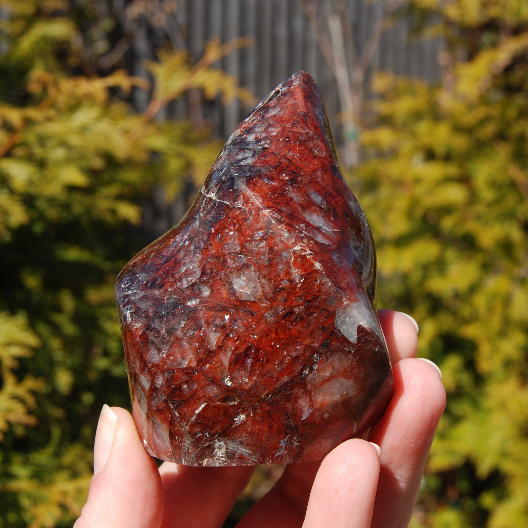 Fire Quartz Red Hematoid Crystal Flame Tower