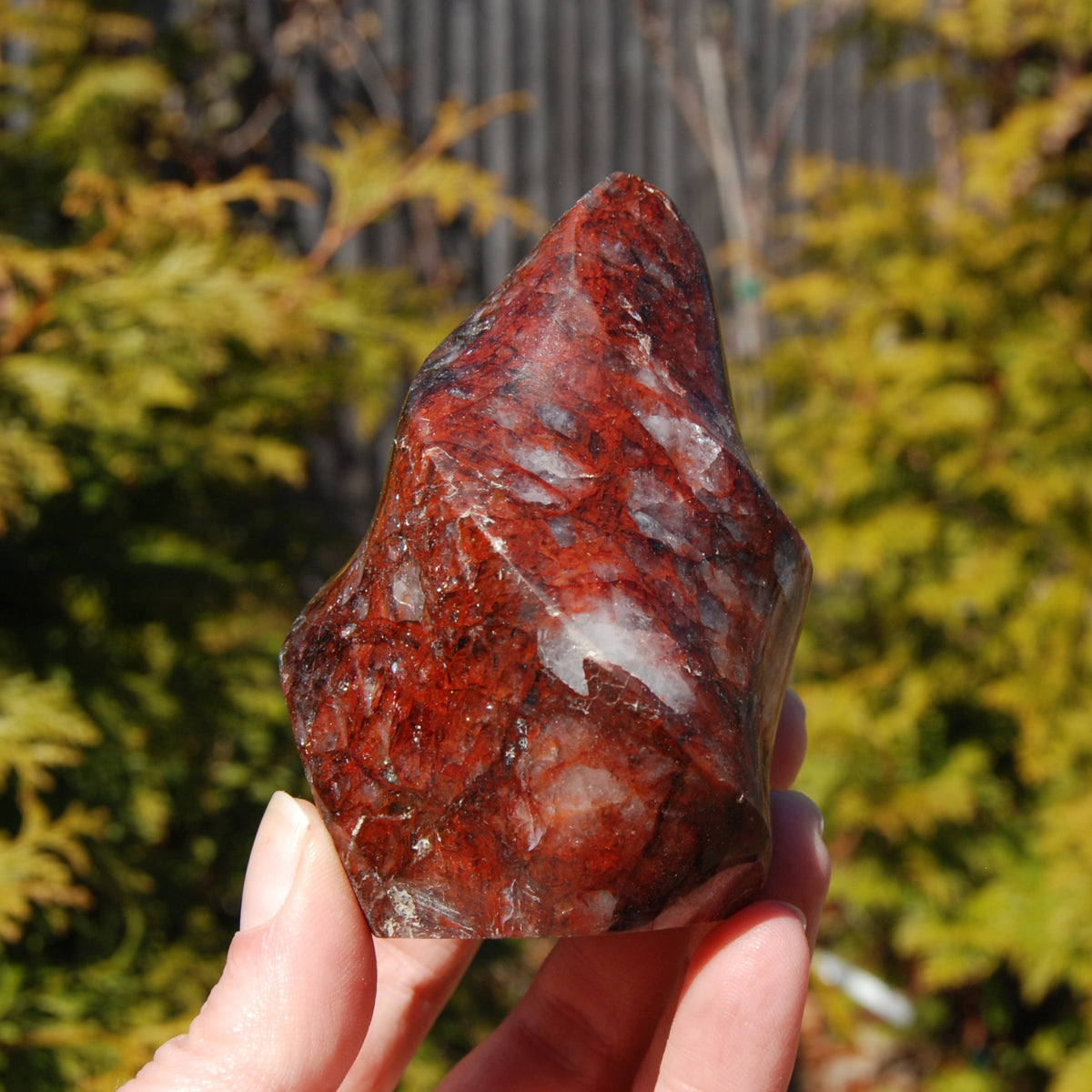 Fire Quartz Red Hematoid Crystal Flame Tower