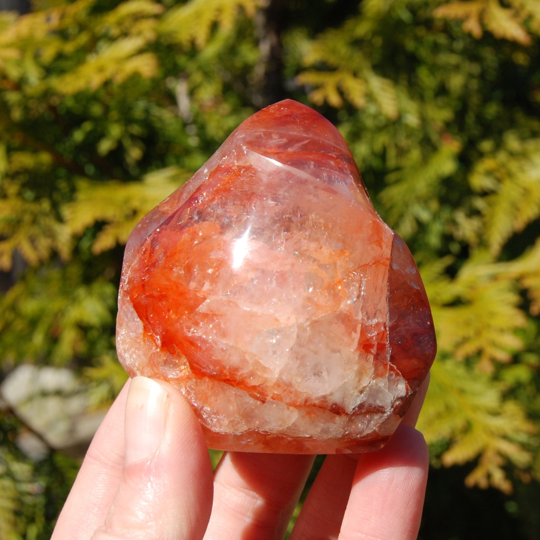 Fire Quartz Red Hematoid Crystal Flame Tower