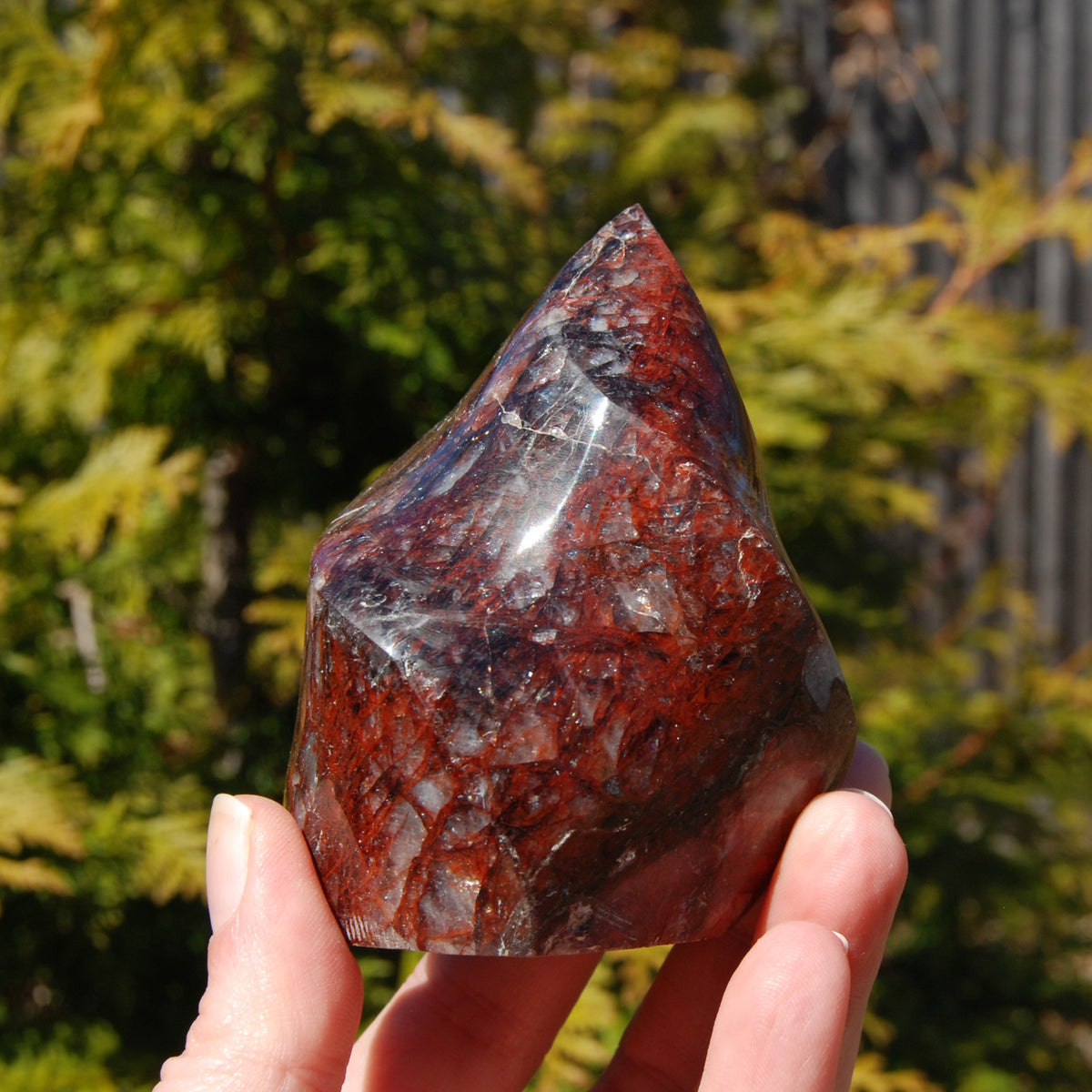 Fire Quartz Red Hematoid Crystal Flame Tower