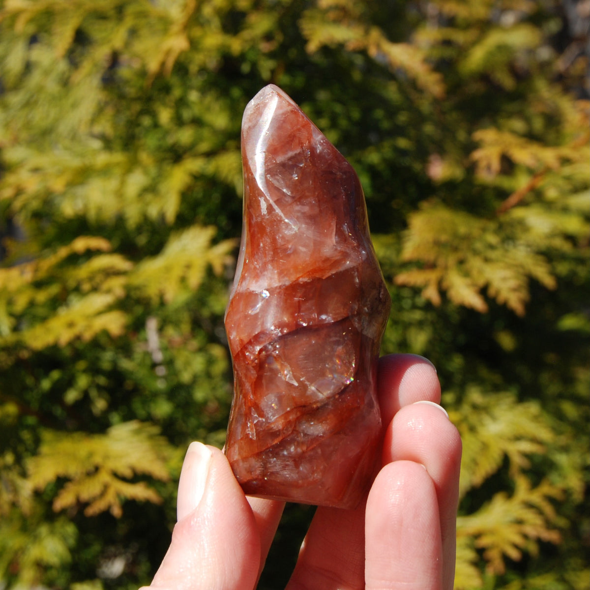 Fire Quartz Red Hematoid Crystal Flame Tower