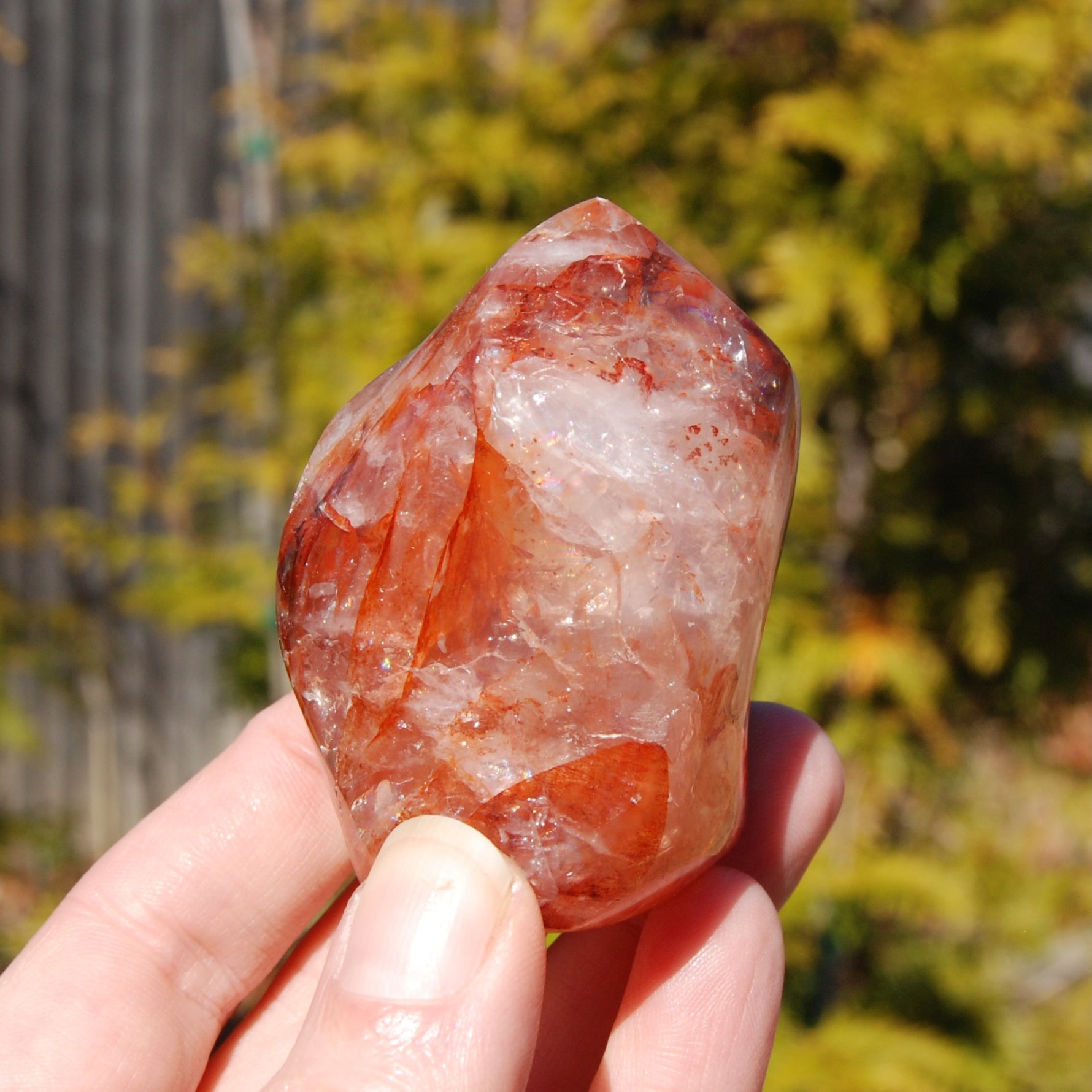 Fire Quartz Red Hematoid Crystal Flame Tower