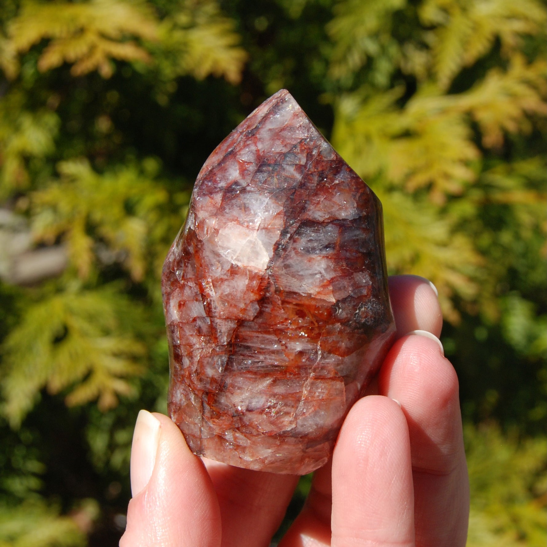 Fire Quartz Red Hematoid Crystal Flame Tower