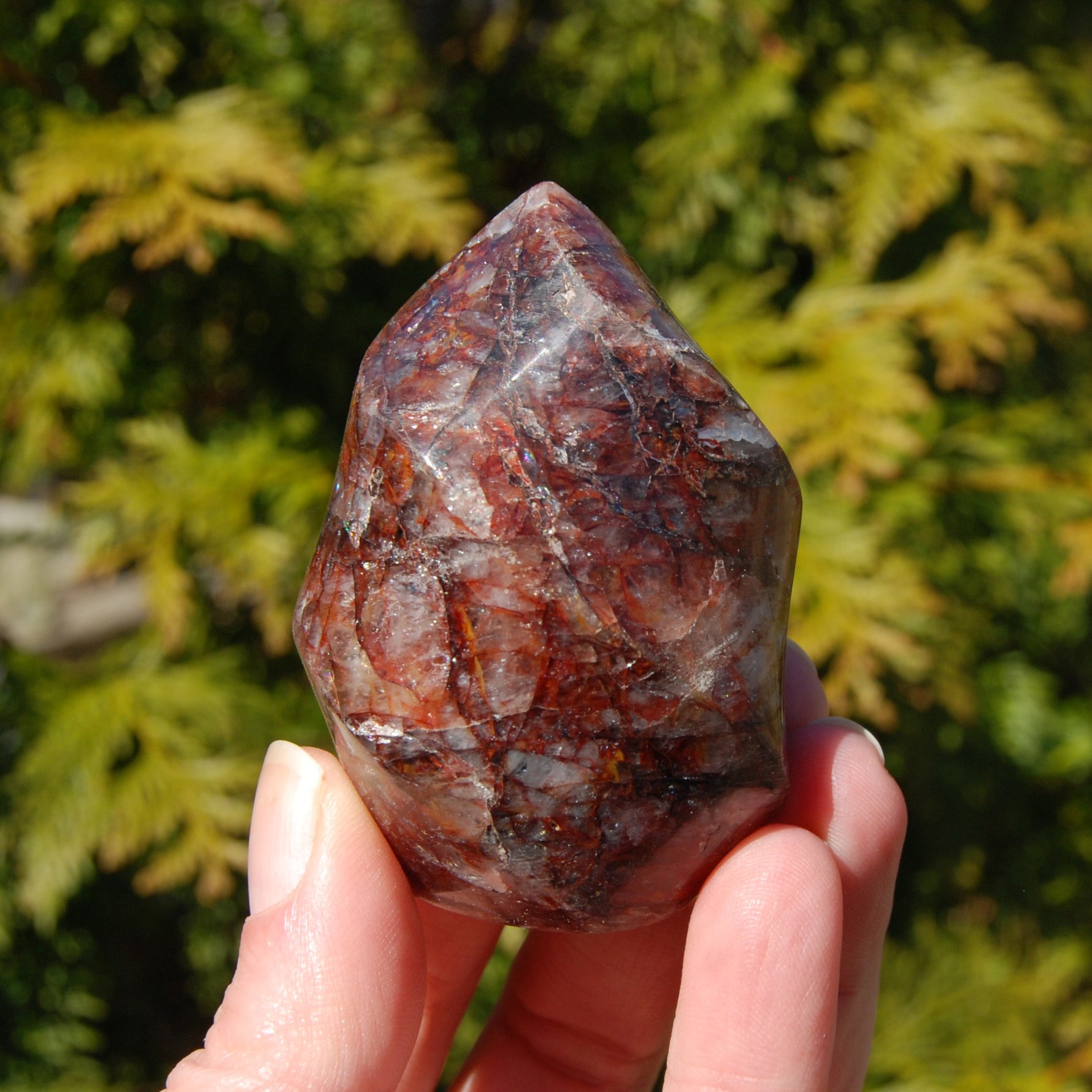 Fire Quartz Red Hematoid Crystal Flame Tower