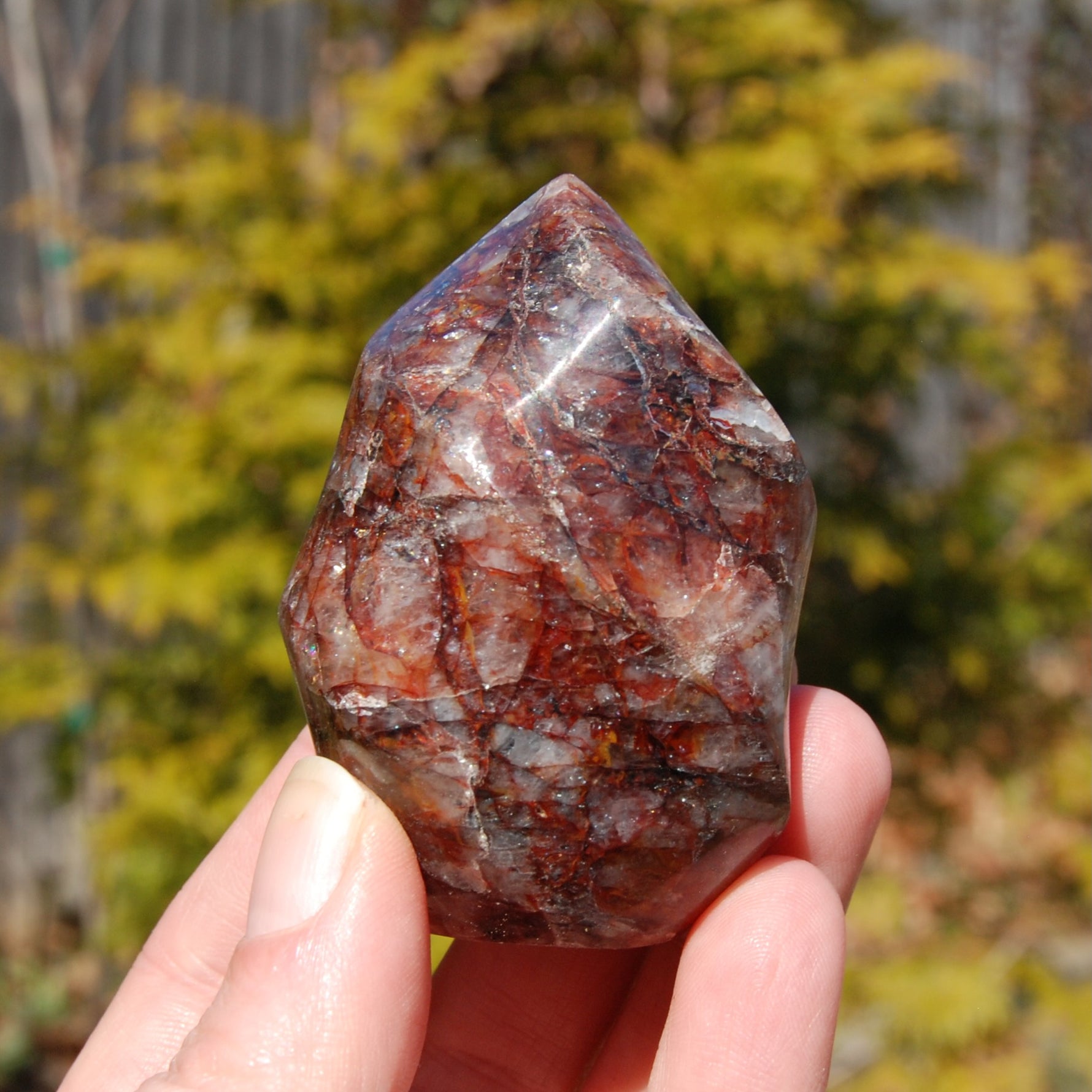 Fire Quartz Red Hematoid Crystal Flame Tower