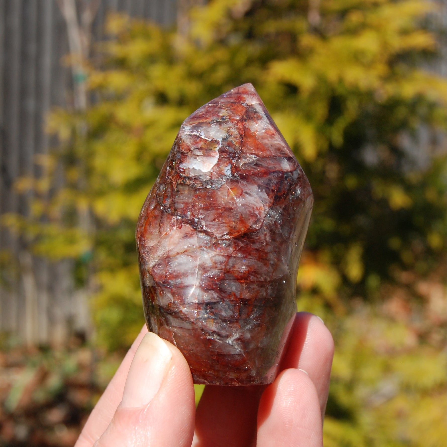 Fire Quartz Red Hematoid Crystal Flame Tower