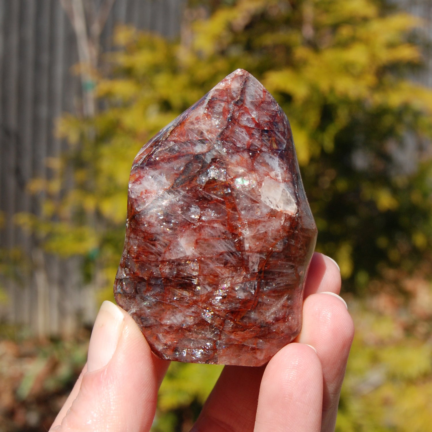 Fire Quartz Red Hematoid Crystal Flame Tower