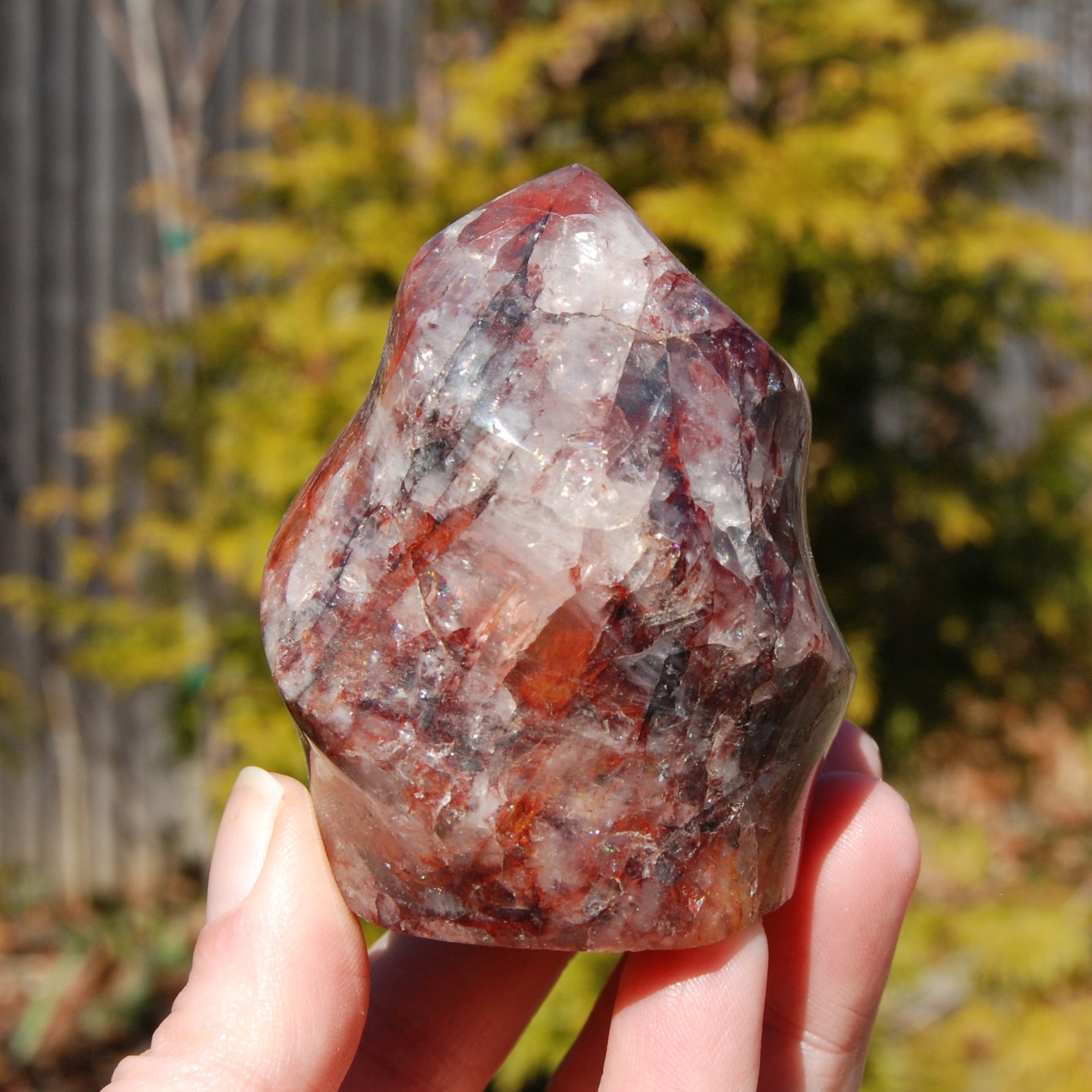 Fire Quartz Red Hematoid Crystal Flame Tower