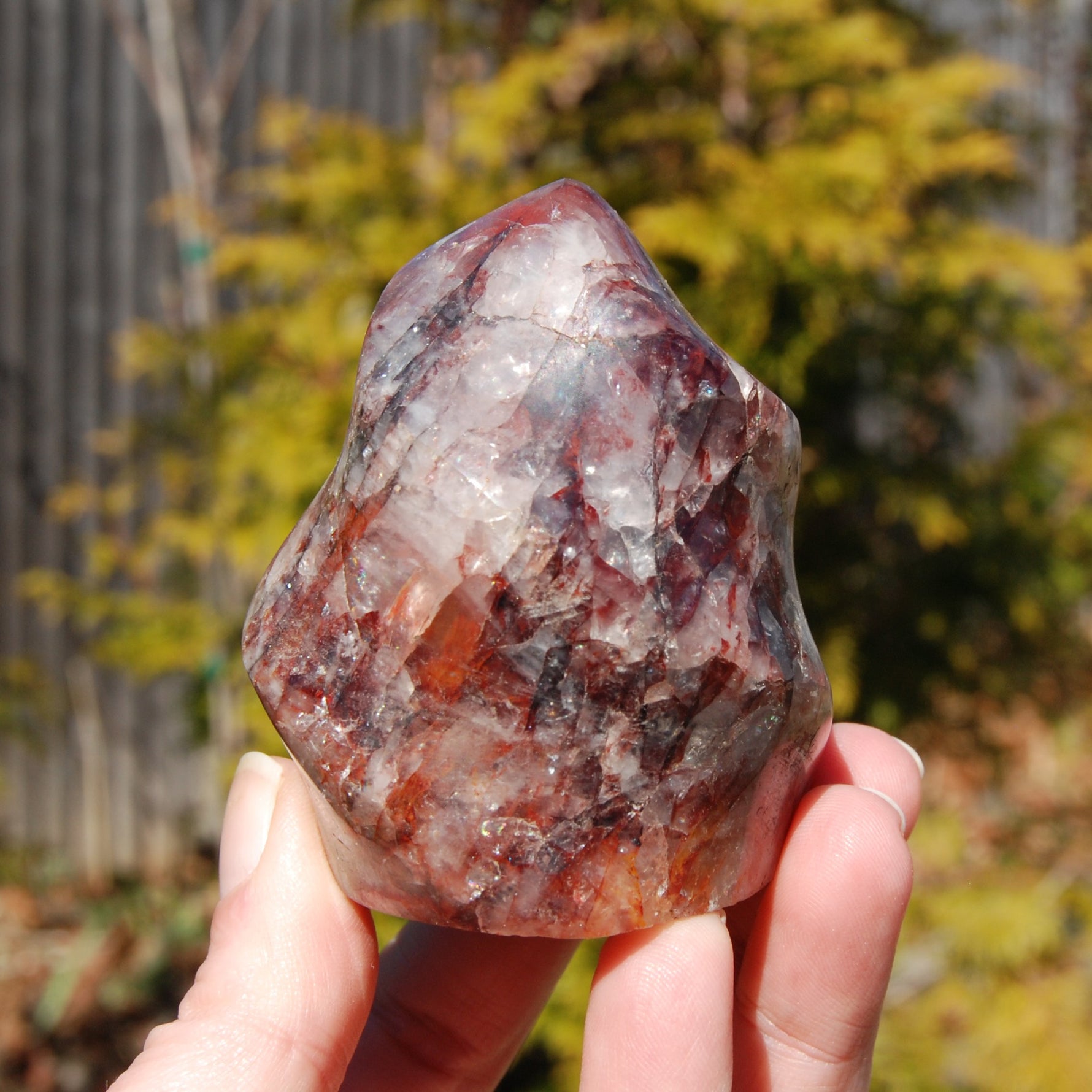 Fire Quartz Red Hematoid Crystal Flame Tower