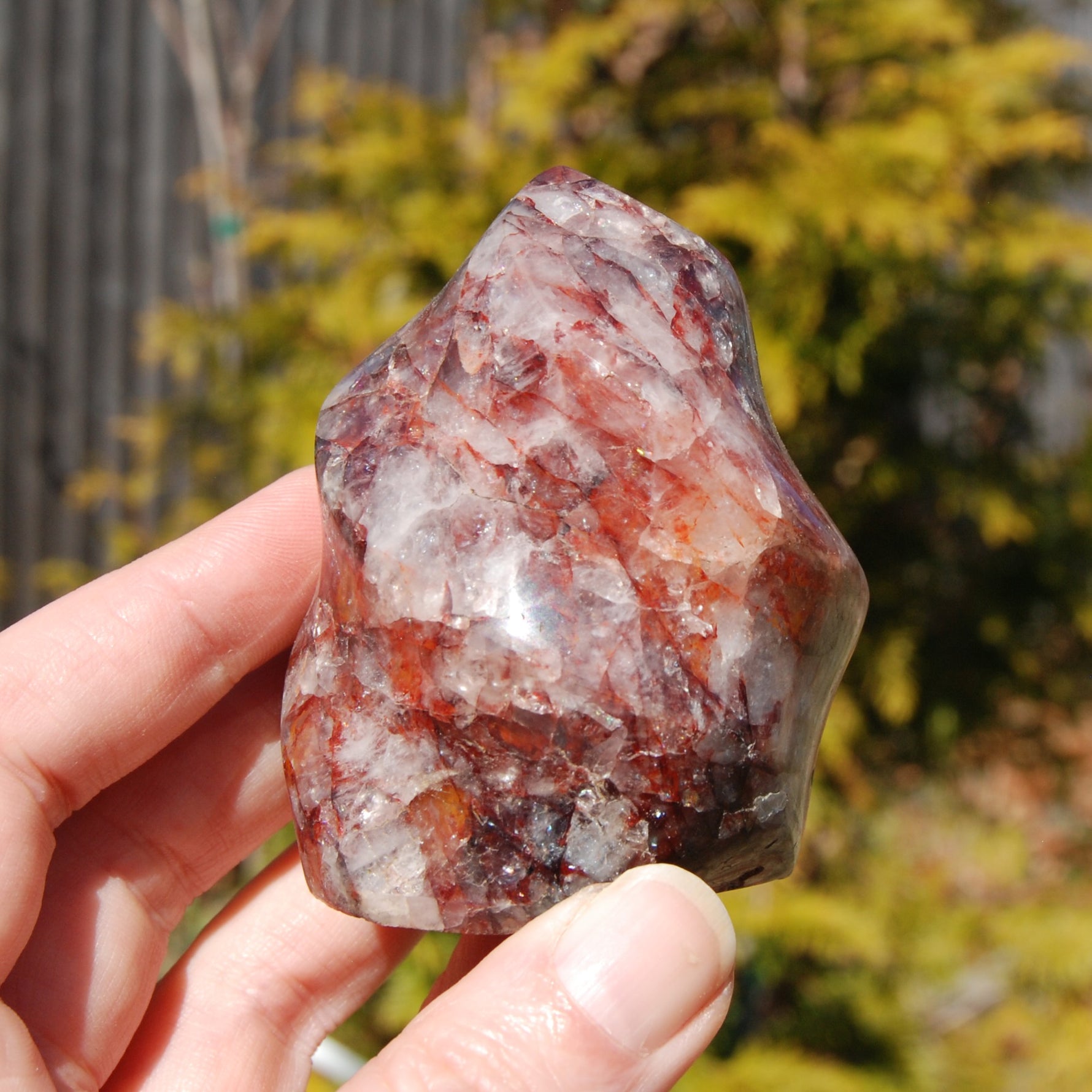 Fire Quartz Red Hematoid Crystal Flame Tower