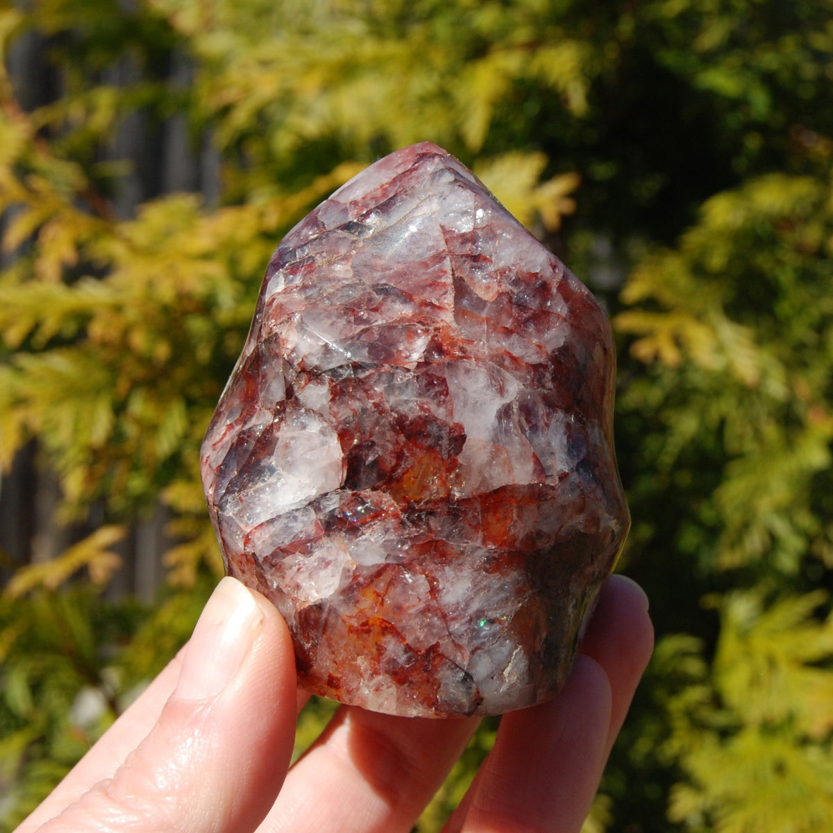 Fire Quartz Red Hematoid Crystal Flame Tower