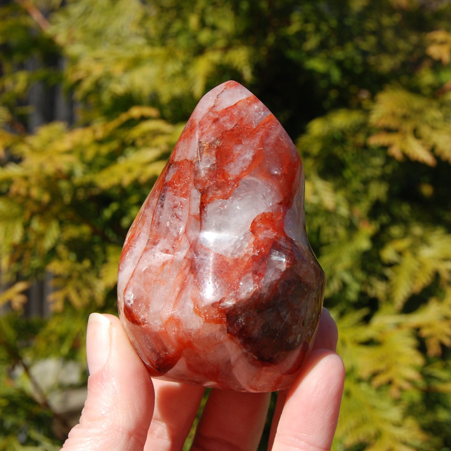 Fire Quartz Red Hematoid Crystal Flame Tower