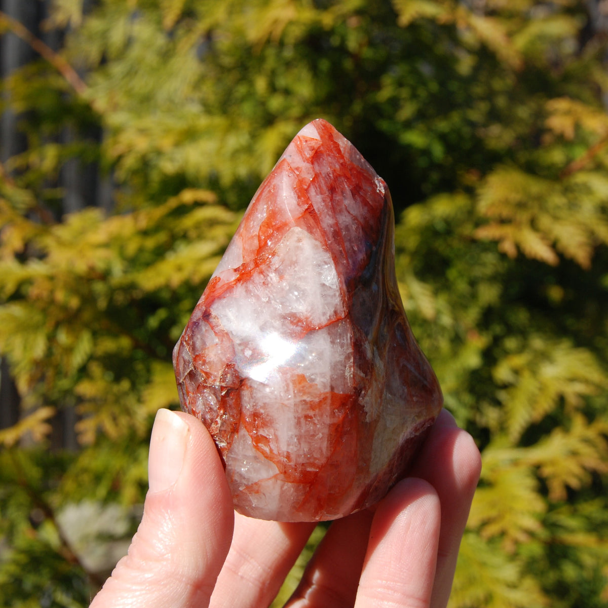 Fire Quartz Red Hematoid Crystal Flame Tower