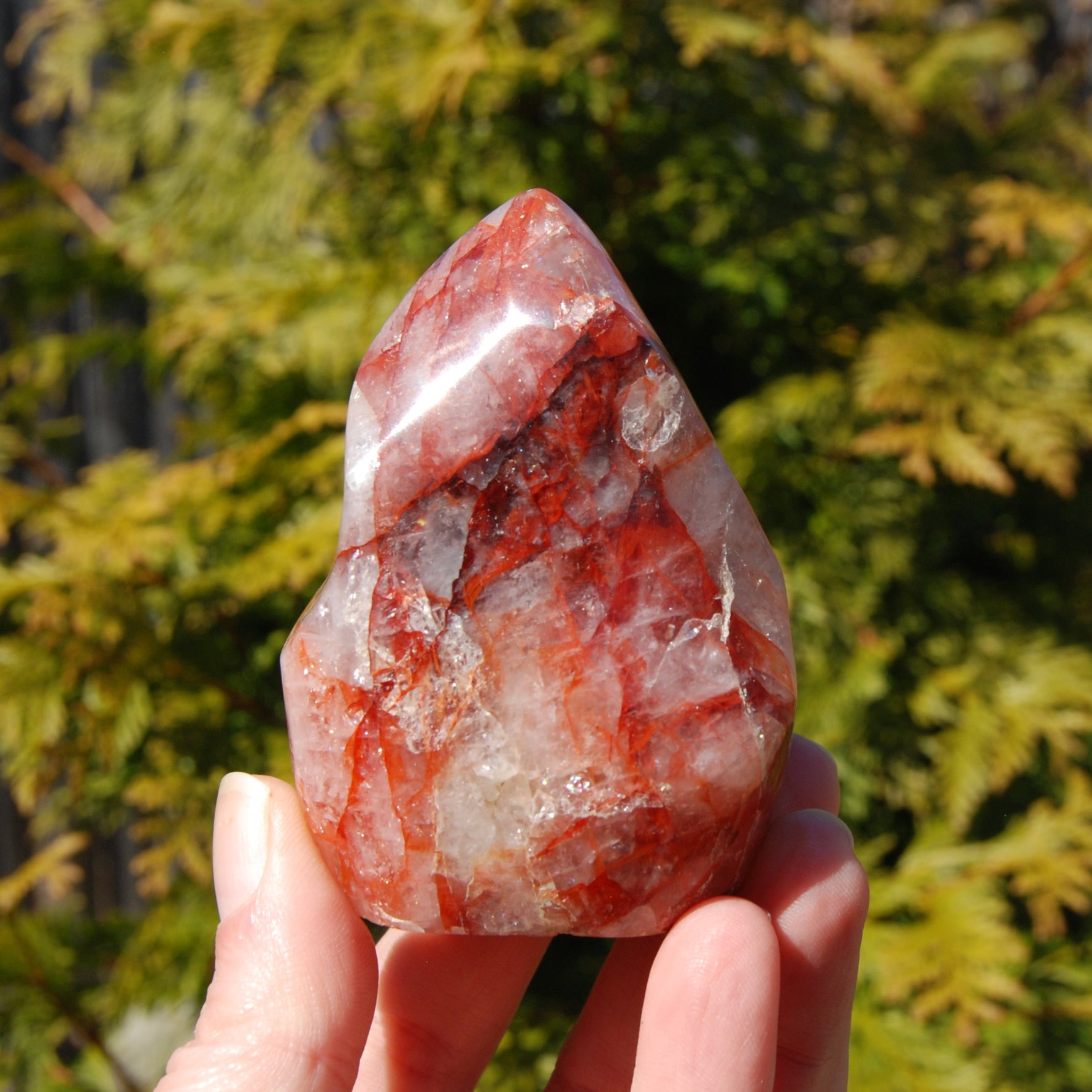 Fire Quartz Red Hematoid Crystal Flame Tower