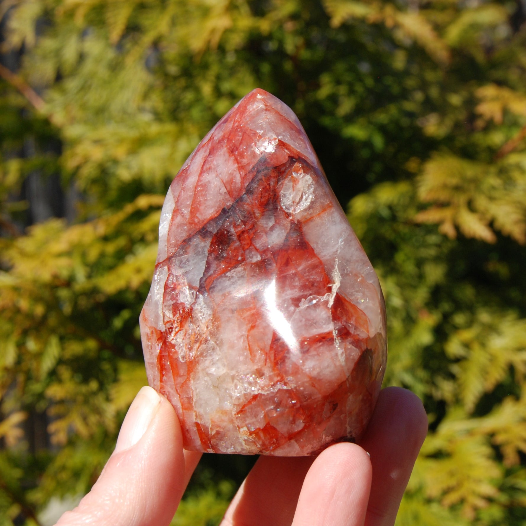 Fire Quartz Red Hematoid Crystal Flame Tower