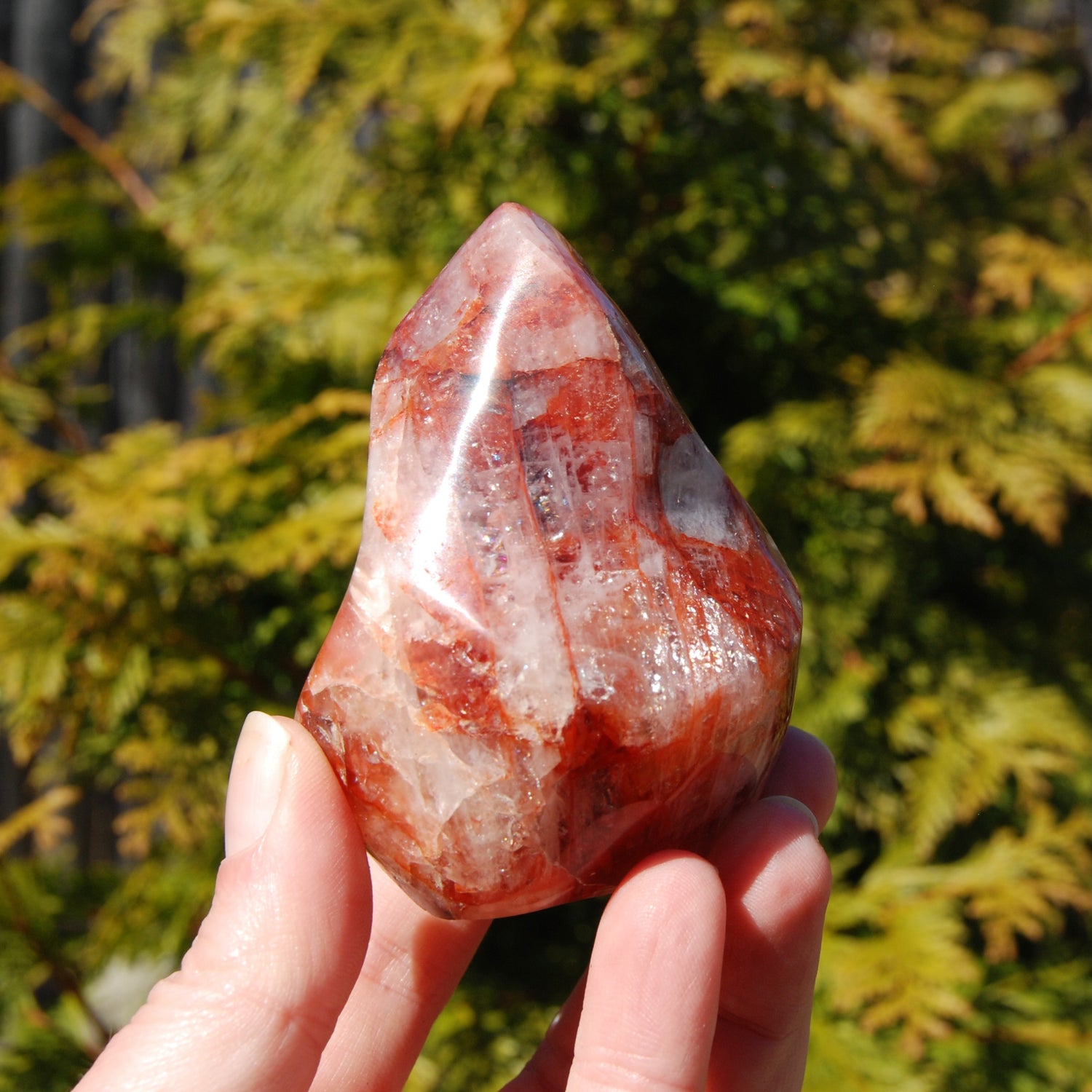 Fire Quartz Red Hematoid Crystal Flame Tower