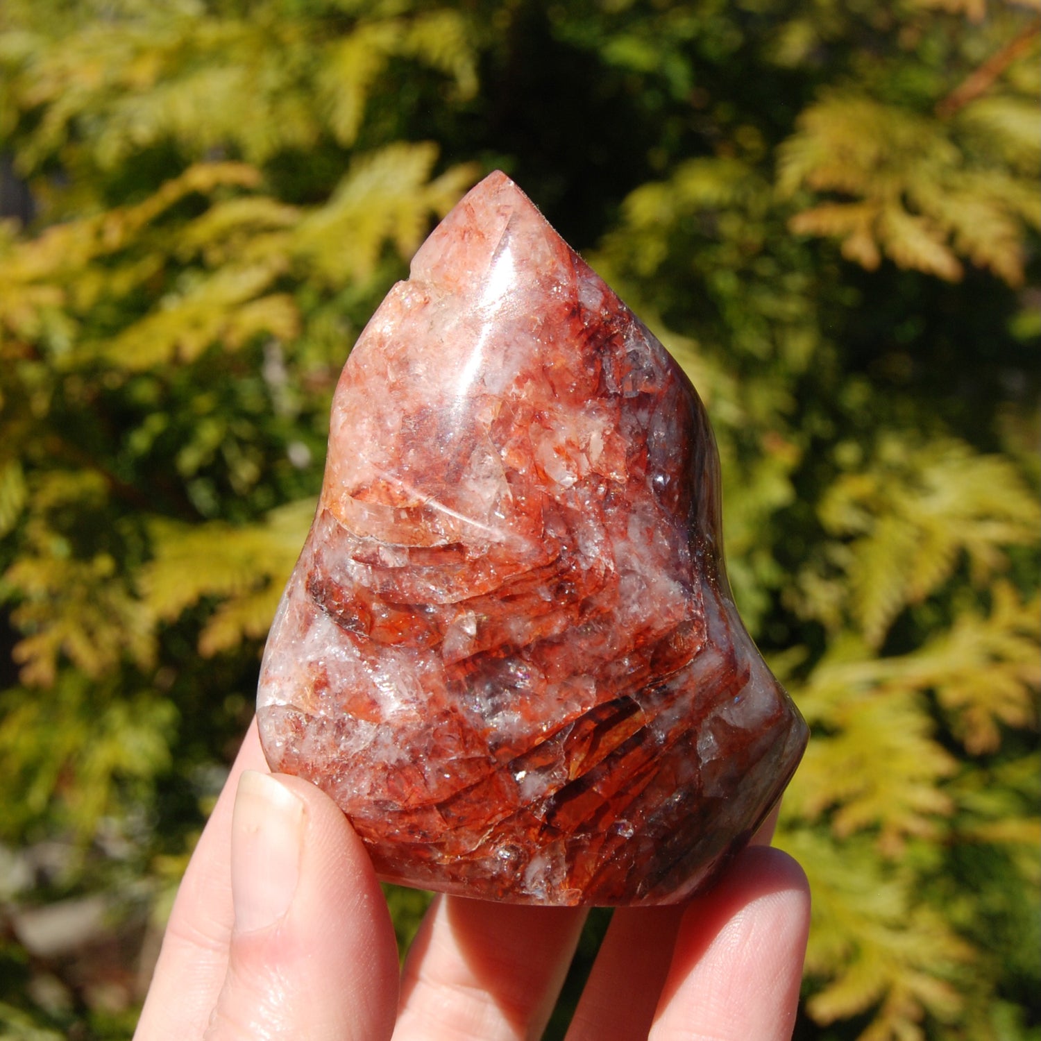 Fire Quartz Red Hematoid Crystal Flame Tower