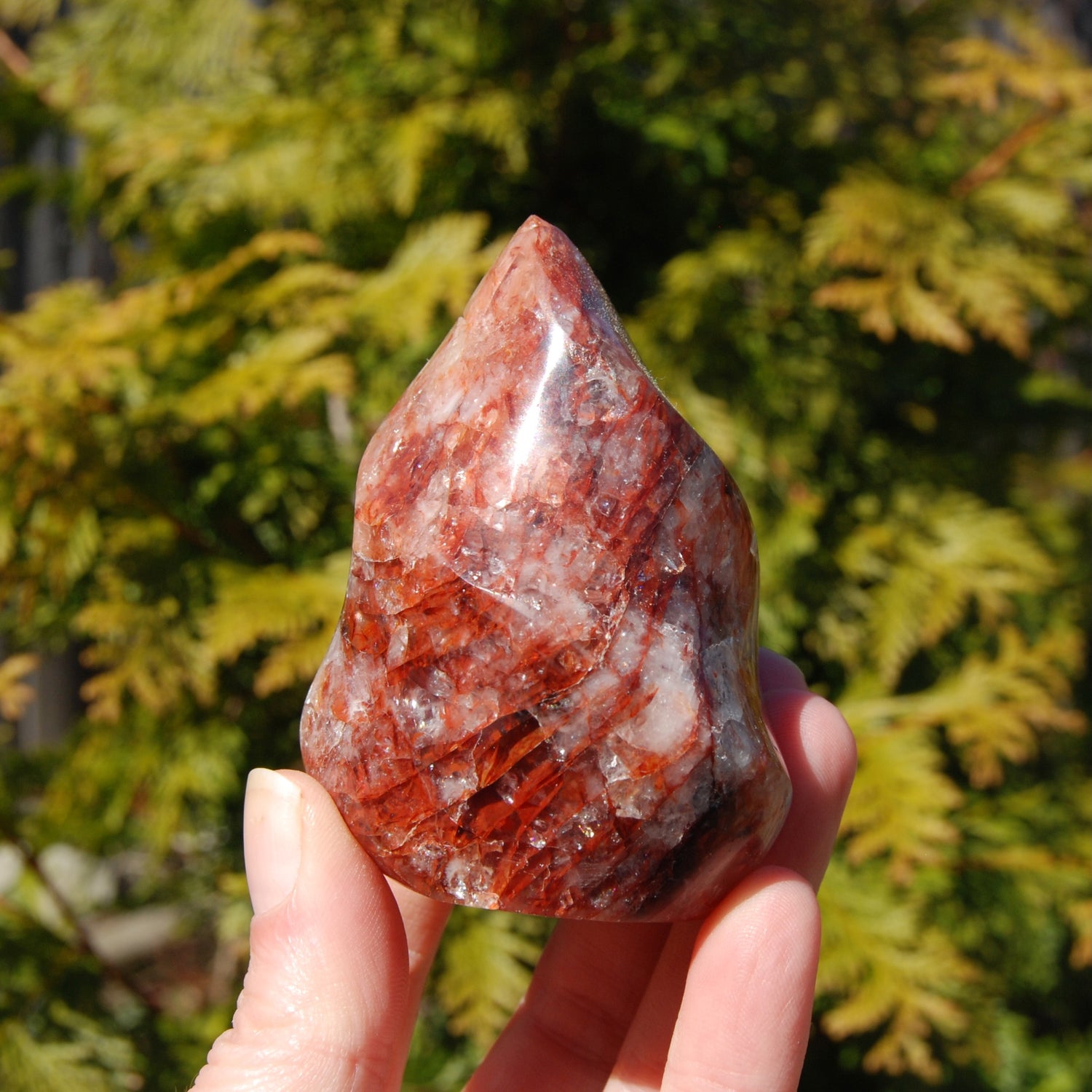 Fire Quartz Red Hematoid Crystal Flame Tower